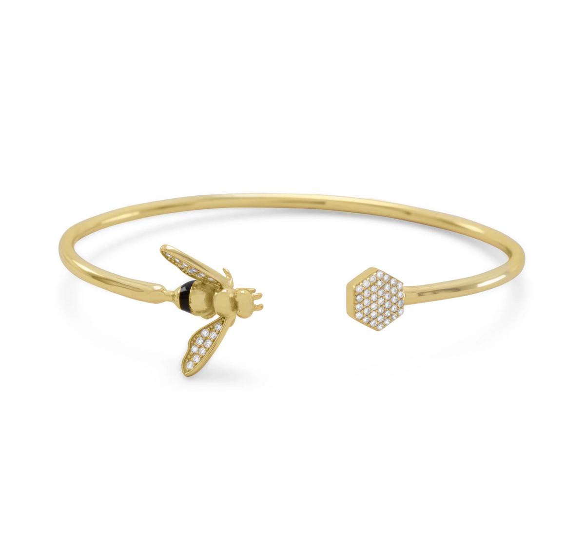 Honey Bee 14 Karat Gold Plated Flex Cuff Bracelet