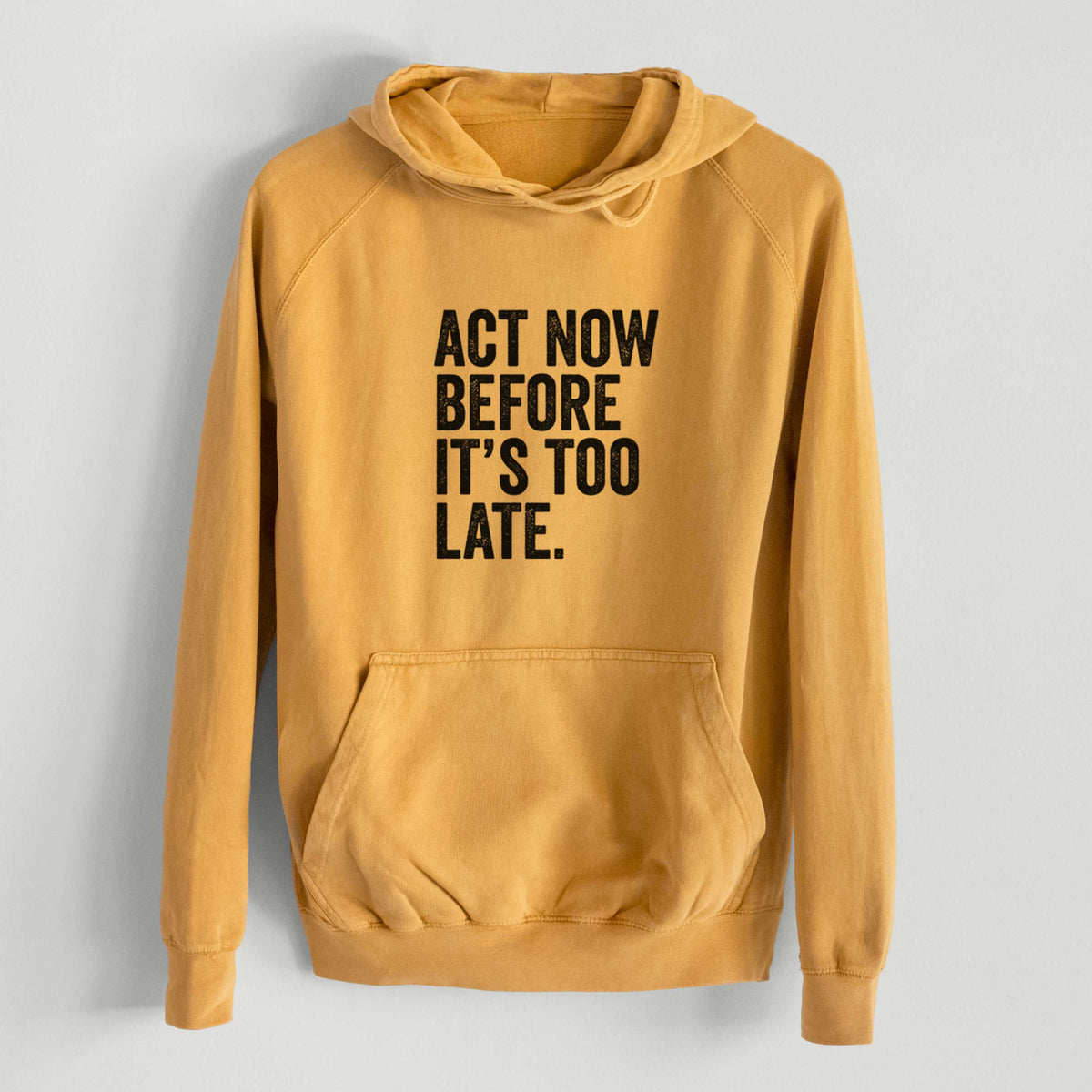Act Now Before it&#39;s Too Late  - Mid-Weight Unisex Vintage 100% Cotton Hoodie