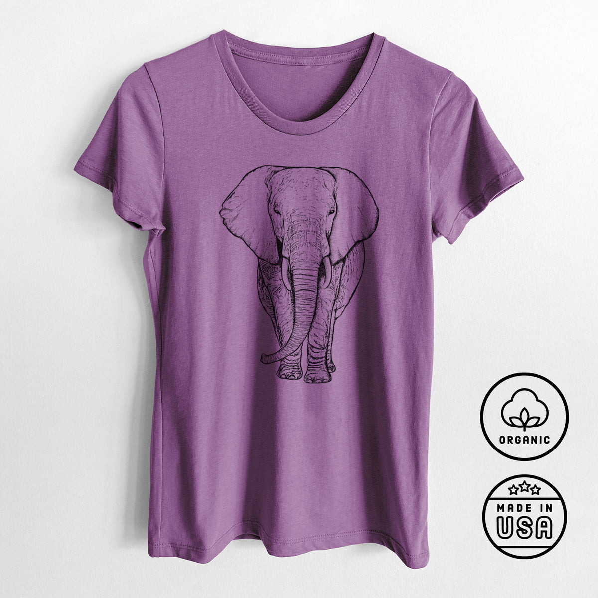 Loxodonta africana - African Elephant - Women&#39;s Crewneck - Made in USA - 100% Organic Cotton