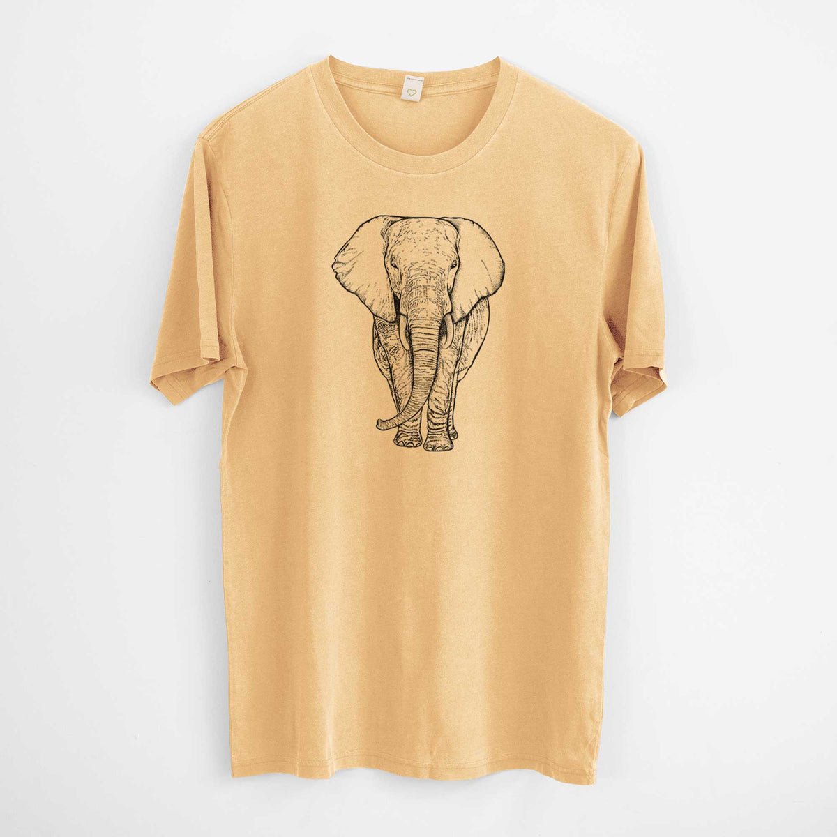 Loxodonta africana - African Elephant -  Mineral Wash 100% Organic Cotton Short Sleeve