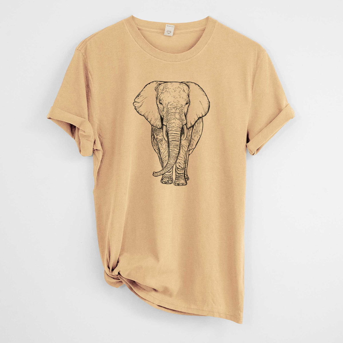 Loxodonta africana - African Elephant -  Mineral Wash 100% Organic Cotton Short Sleeve