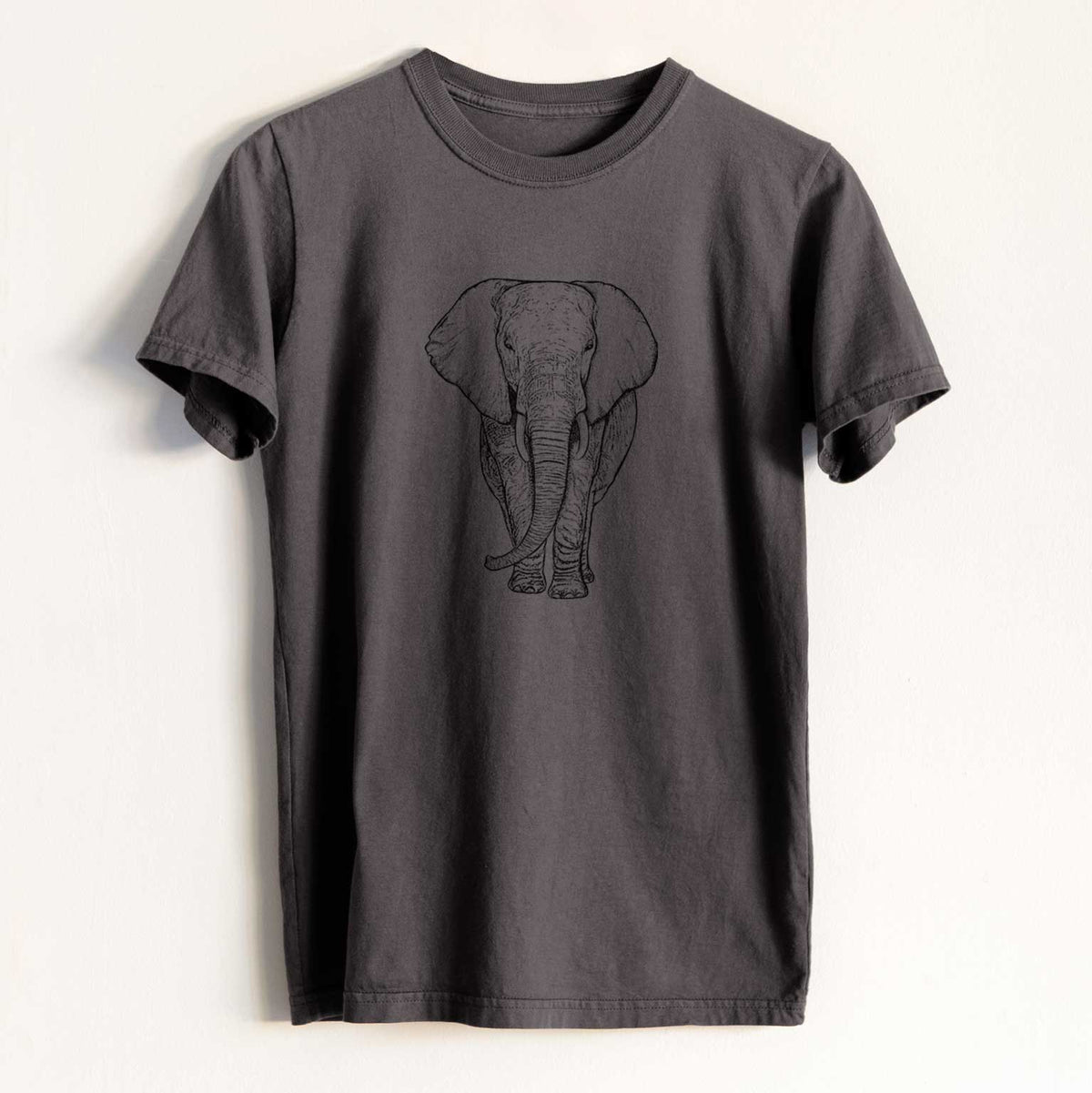 Loxodonta africana - African Elephant - Heavyweight Men&#39;s 100% Organic Cotton Tee