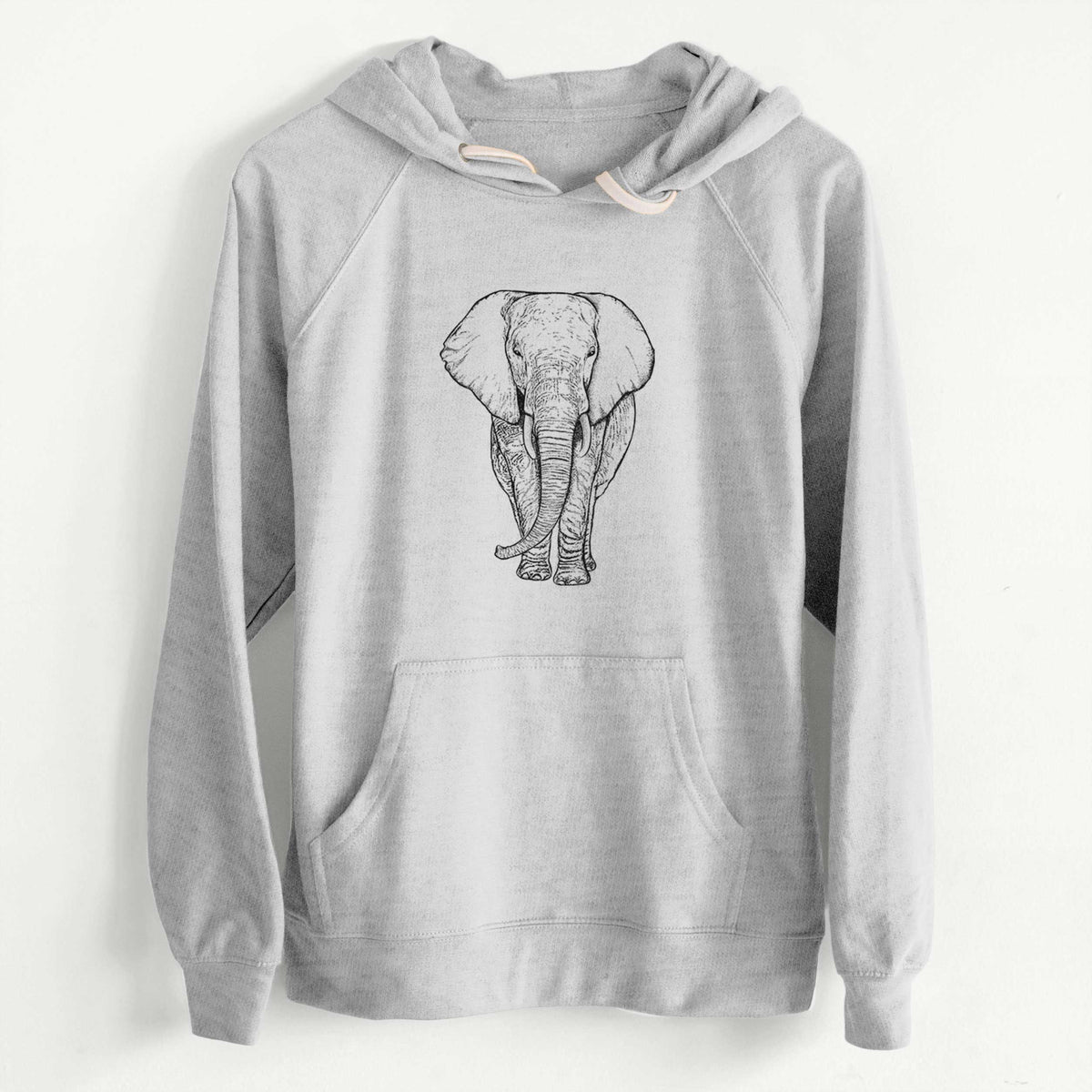 Loxodonta africana - African Elephant  - Slim Fit Loopback Terry Hoodie