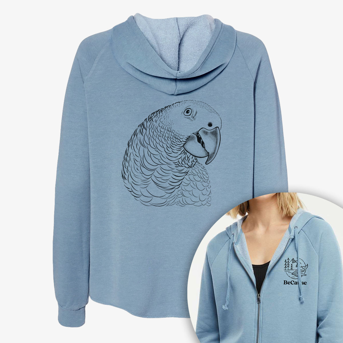 African Grey Parrot - Women&#39;s Cali Wave Zip-Up Sweatshirt