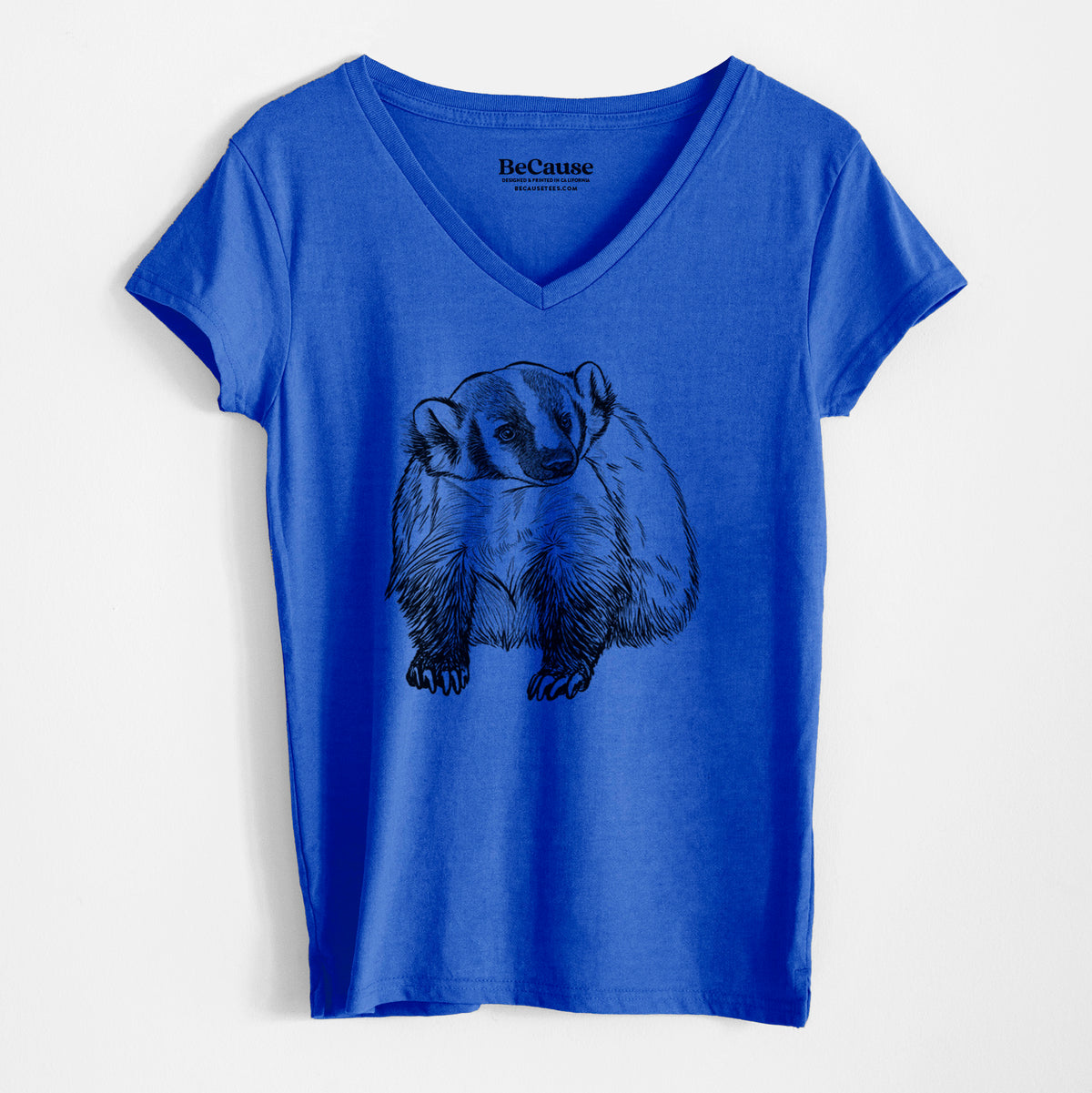American Badger - Taxidea taxus - Women&#39;s 100% Recycled V-neck