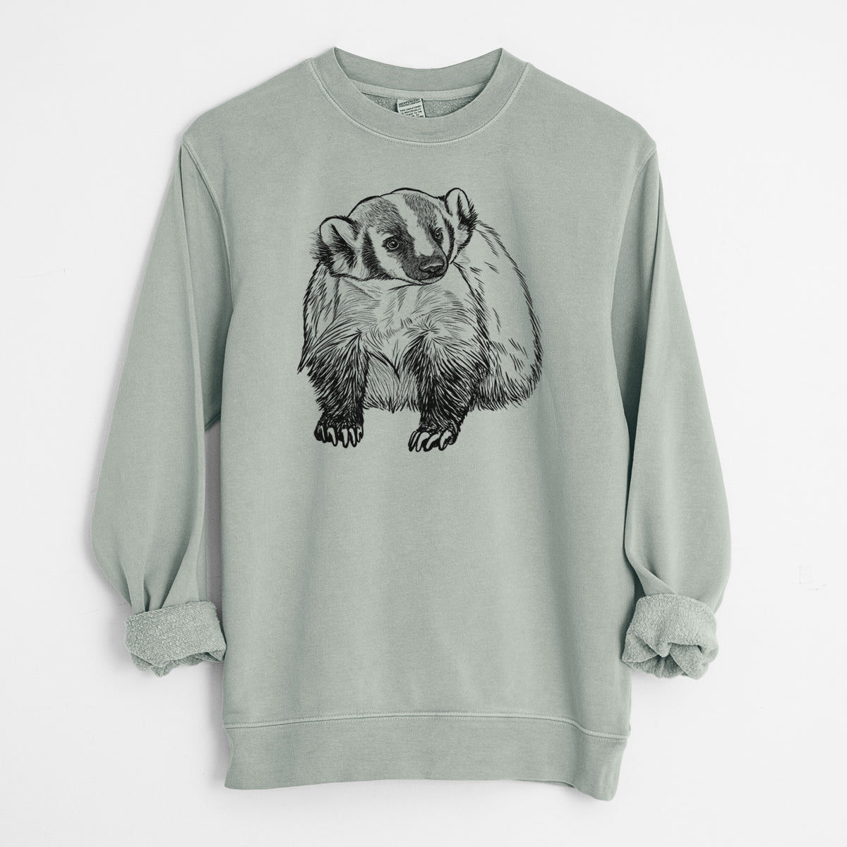 American Badger - Taxidea taxus - Unisex Pigment Dyed Crew Sweatshirt