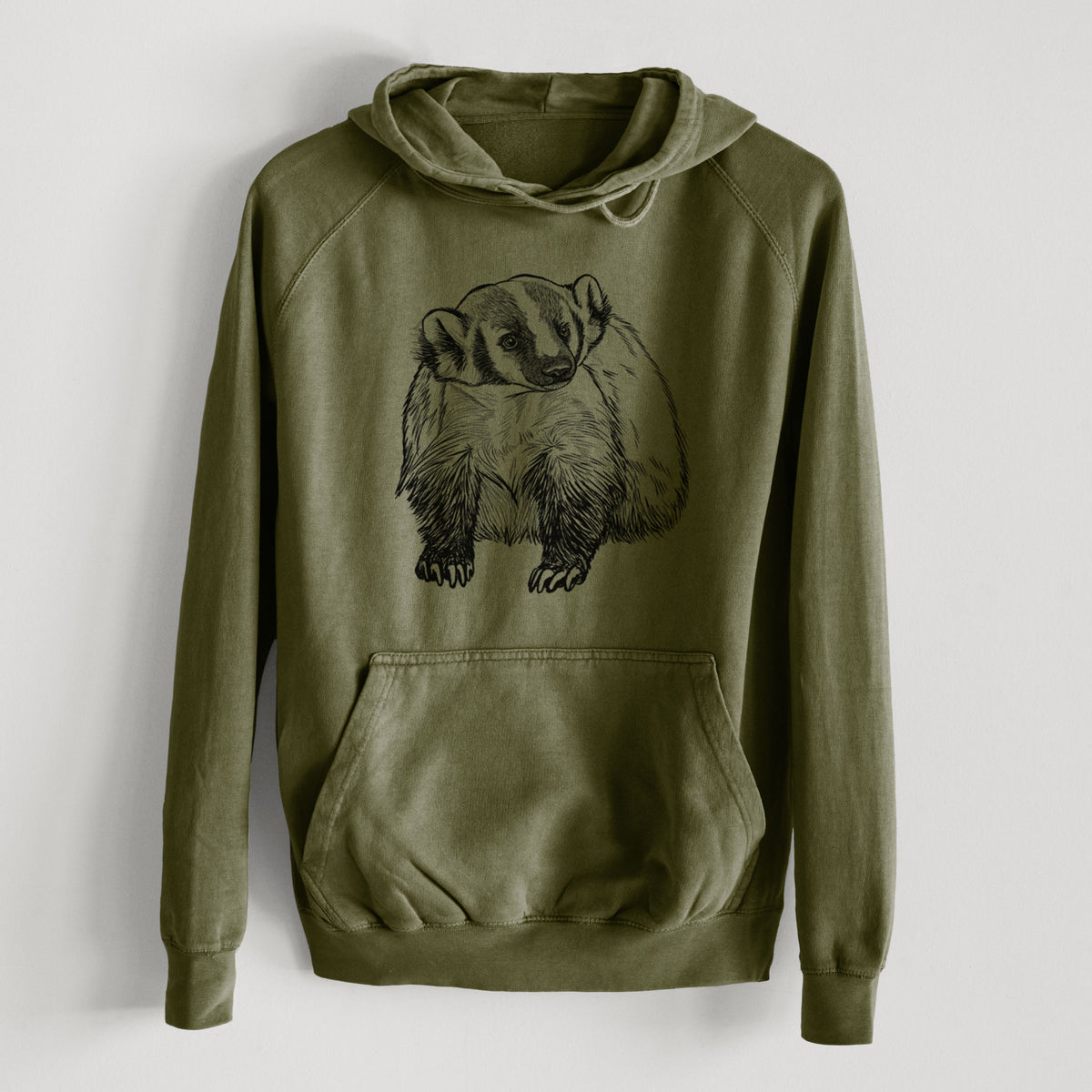 American Badger - Taxidea taxus  - Mid-Weight Unisex Vintage 100% Cotton Hoodie