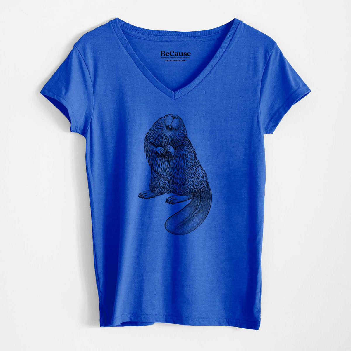 North American Beaver - Castor canadensis - Women&#39;s 100% Recycled V-neck