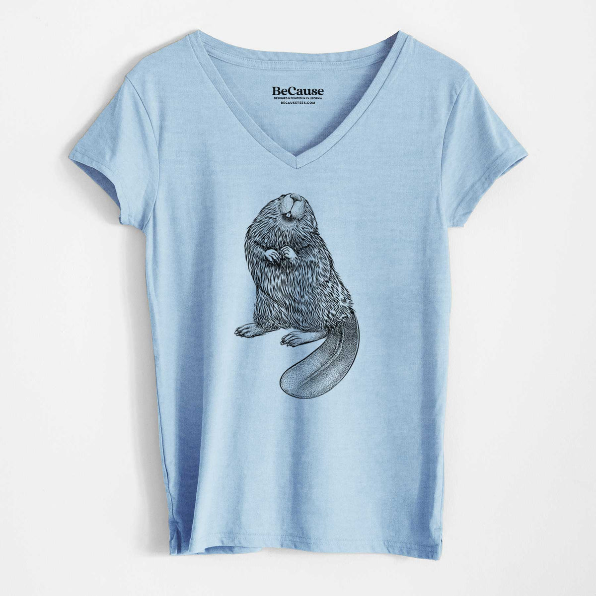 North American Beaver - Castor canadensis - Women&#39;s 100% Recycled V-neck