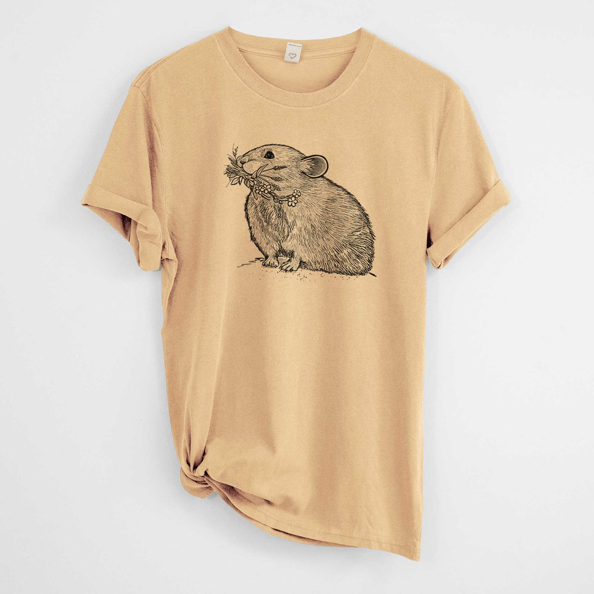 Ochotona princeps - American Pika -  Mineral Wash 100% Organic Cotton Short Sleeve