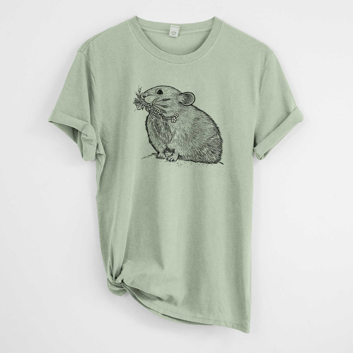 Ochotona princeps - American Pika -  Mineral Wash 100% Organic Cotton Short Sleeve