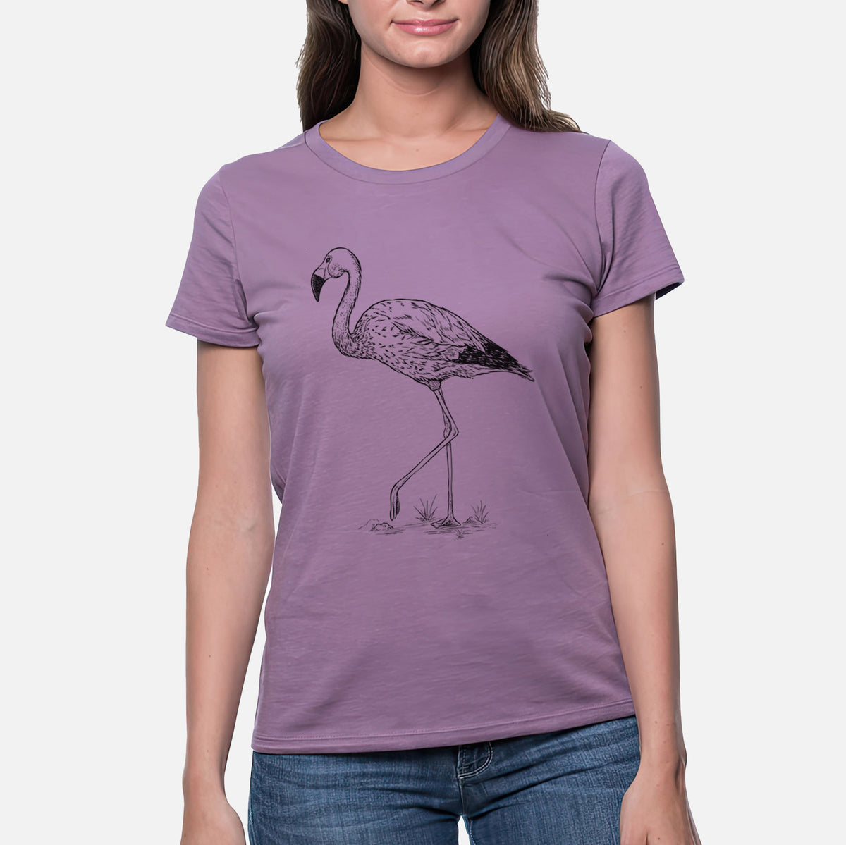 Andean Flamingo - Phoenicoparrus andinus - Women&#39;s Crewneck - Made in USA - 100% Organic Cotton