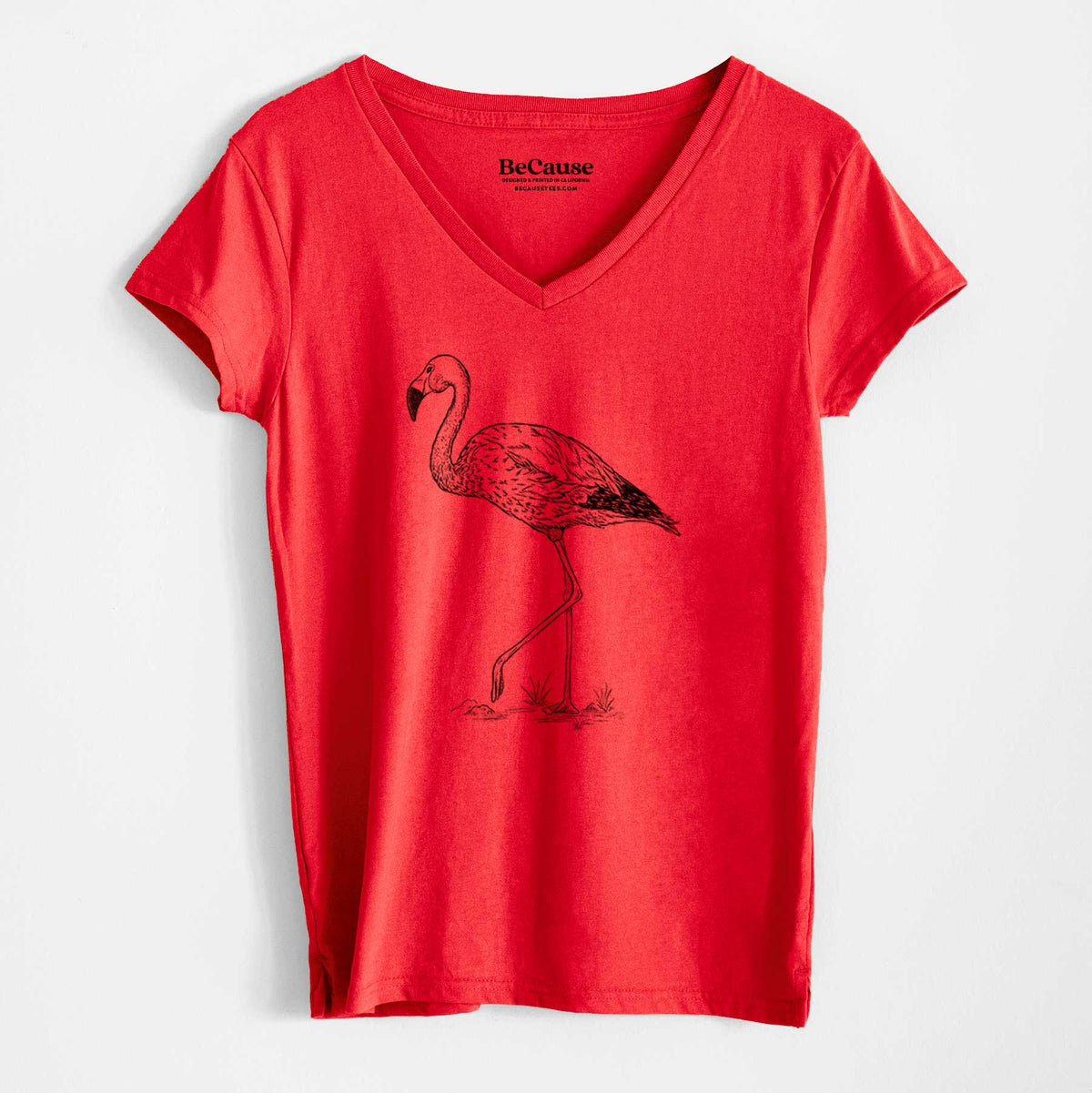 Andean Flamingo - Phoenicoparrus andinus - Women&#39;s 100% Recycled V-neck