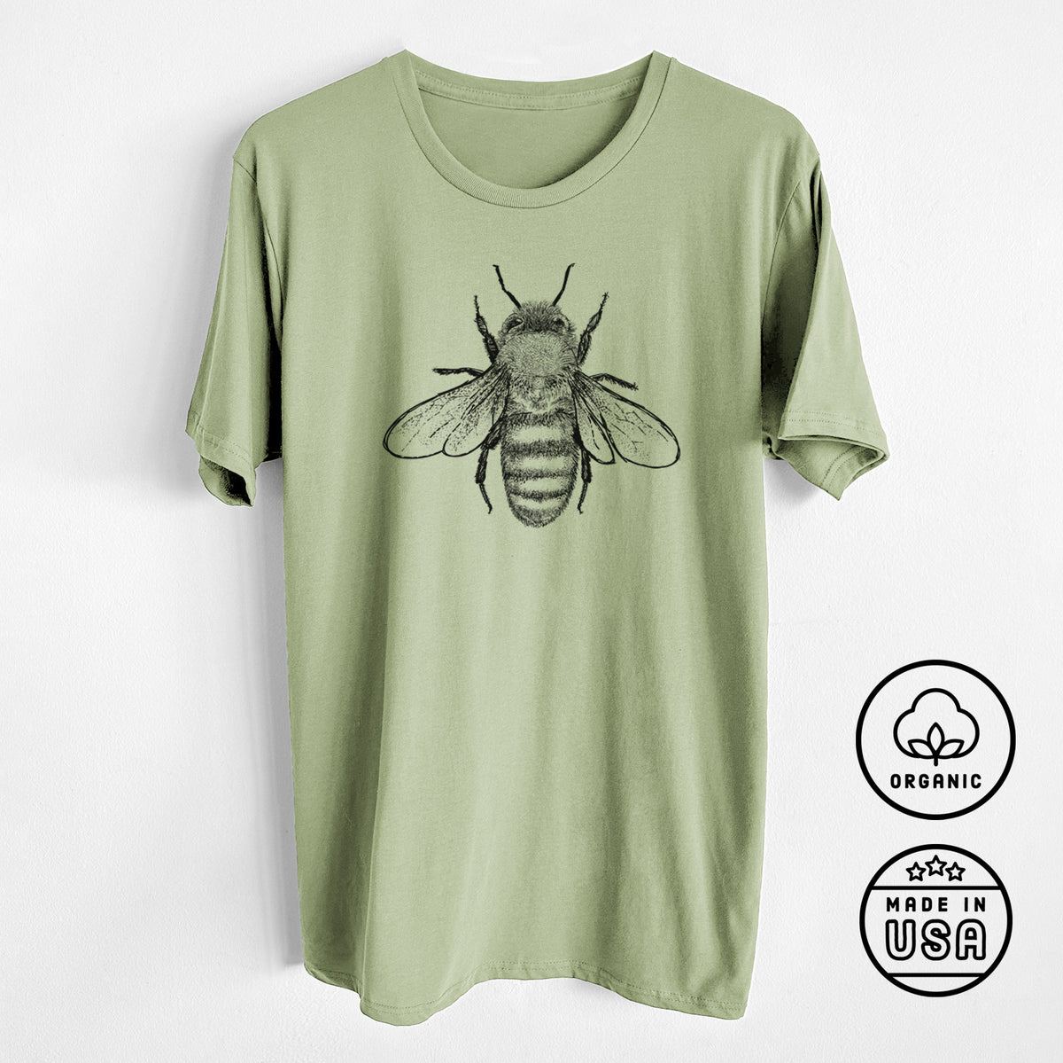 Apis Mellifera - Honey Bee - Unisex Crewneck - Made in USA - 100% Organic Cotton