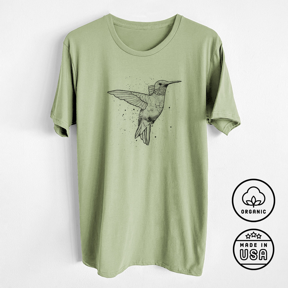 Archilochus Colubris - Ruby-throated Hummingbird - Unisex Crewneck - Made in USA - 100% Organic Cotton