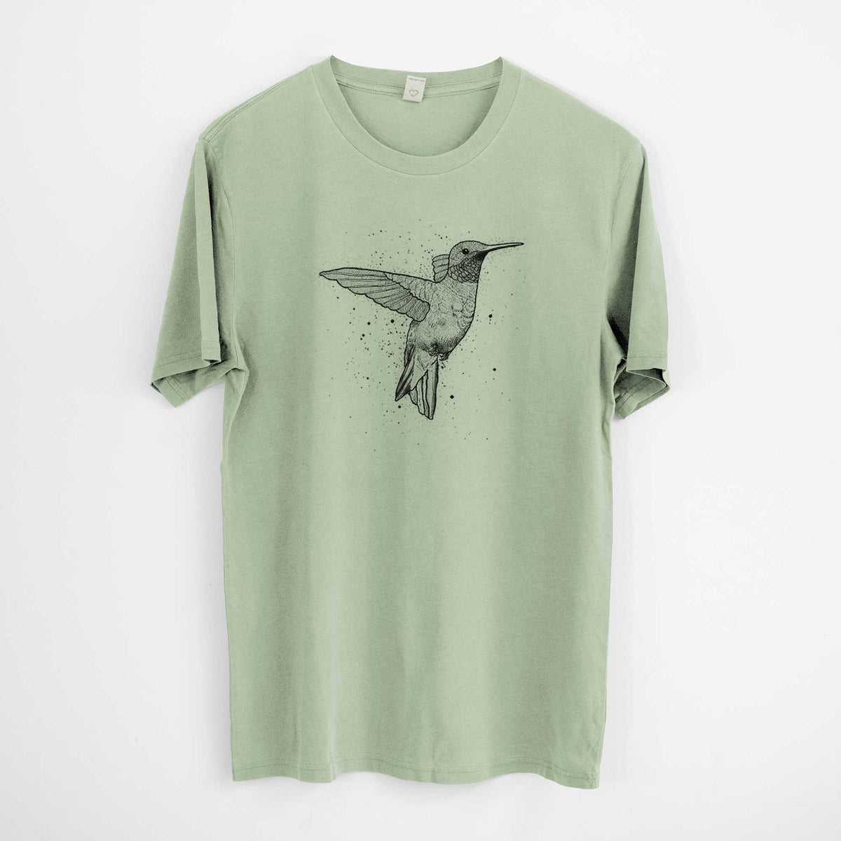 Archilochus Colubris - Ruby-throated Hummingbird -  Mineral Wash 100% Organic Cotton Short Sleeve