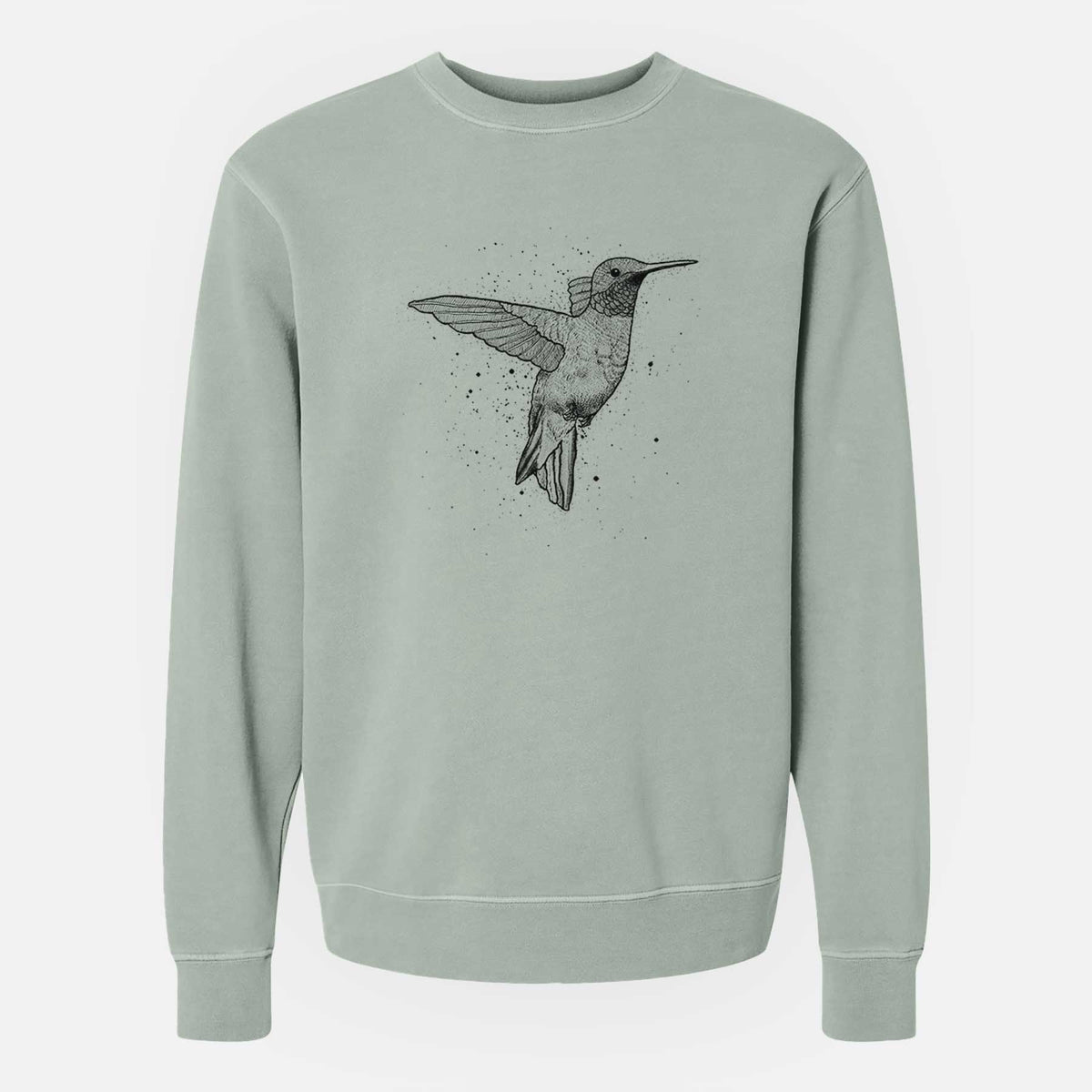 Archilochus Colubris - Ruby-throated Hummingbird - Unisex Pigment Dyed Crew Sweatshirt