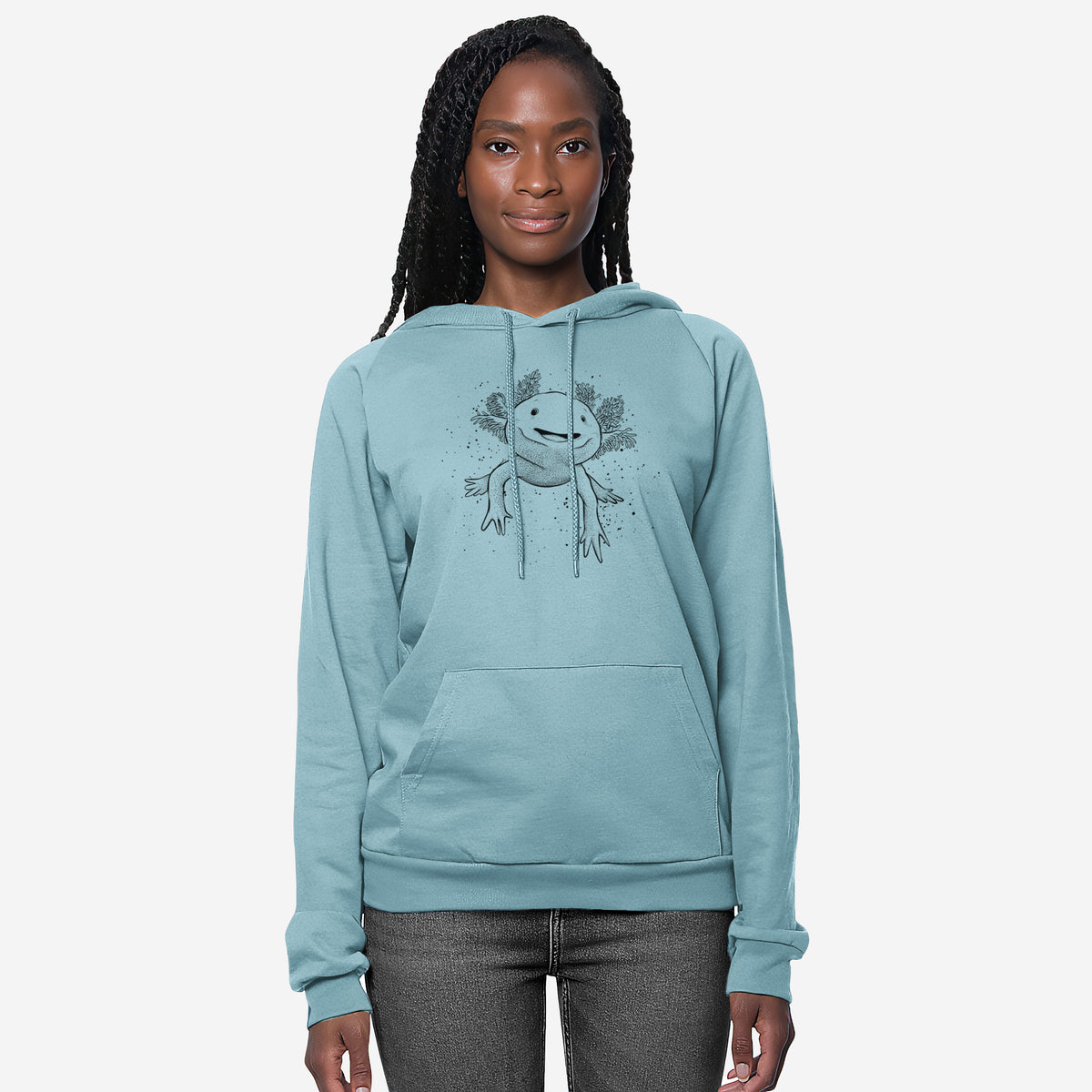 Axolotl - Ambystoma mexicanum - Unisex Pullover Hoodie - Made in USA - 100% Organic Cotton