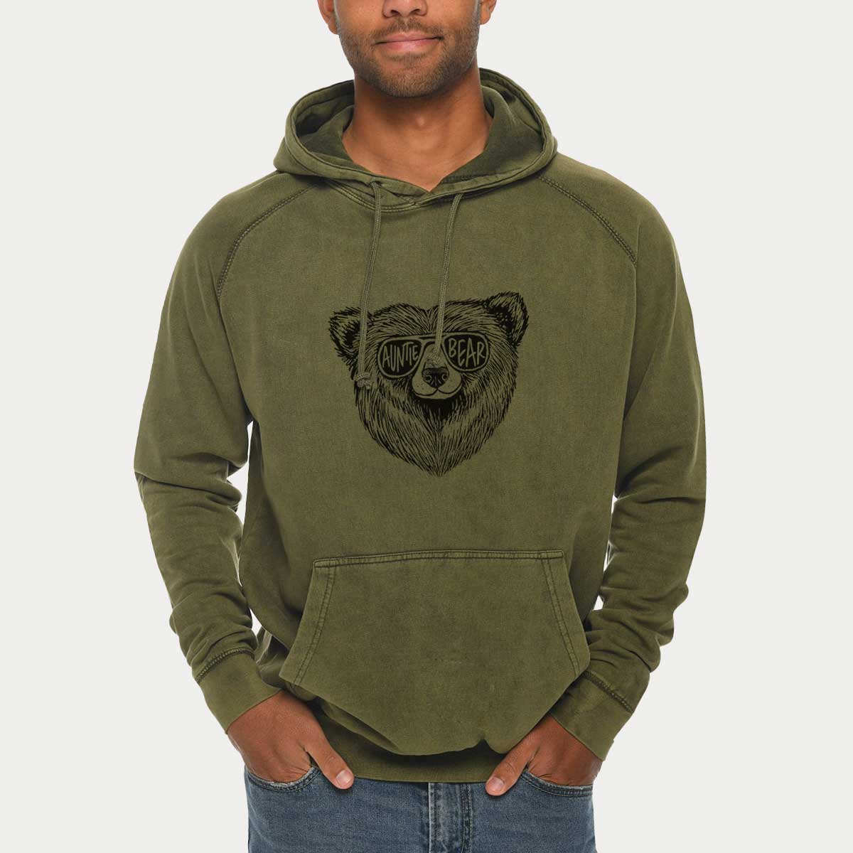 Auntie Bear  - Mid-Weight Unisex Vintage 100% Cotton Hoodie