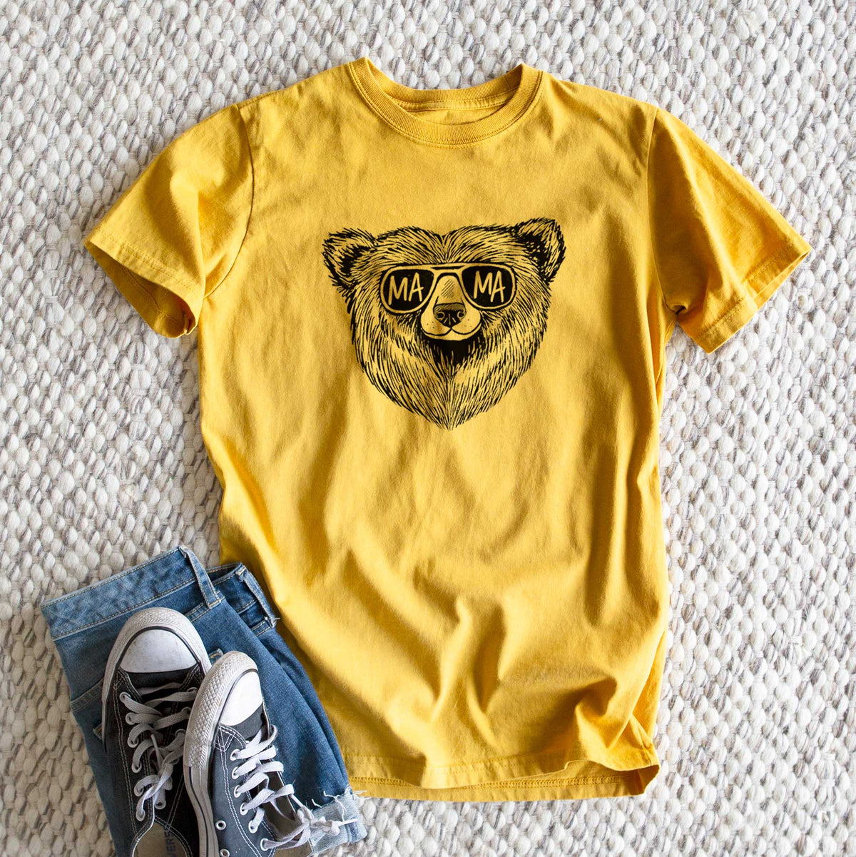 Mama Bear - Mama Glasses - Heavyweight Men&#39;s 100% Organic Cotton Tee