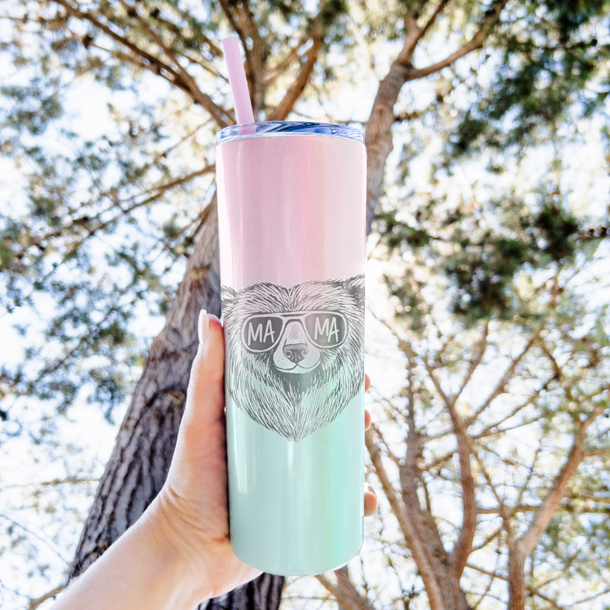 Skinny Tumbler with Straw - Mama