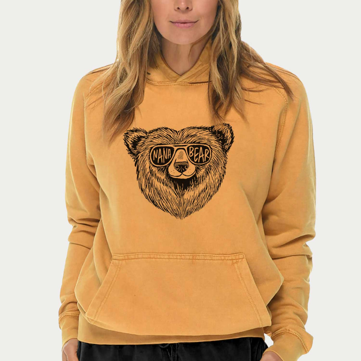 Nana Bear  - Mid-Weight Unisex Vintage 100% Cotton Hoodie