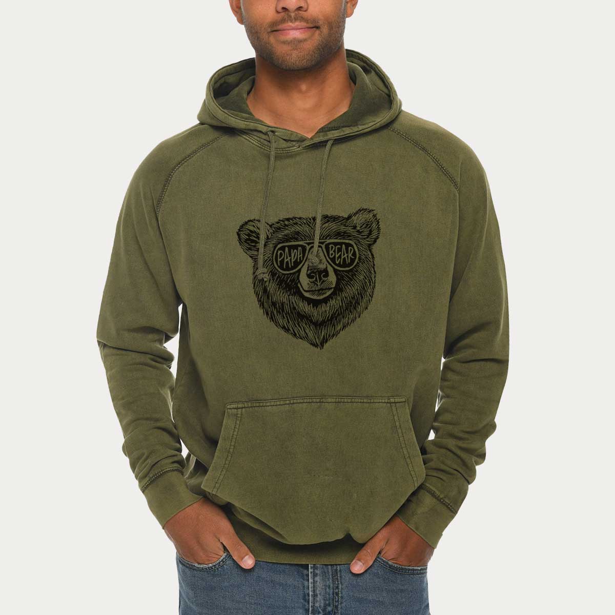 Papa Bear  - Mid-Weight Unisex Vintage 100% Cotton Hoodie