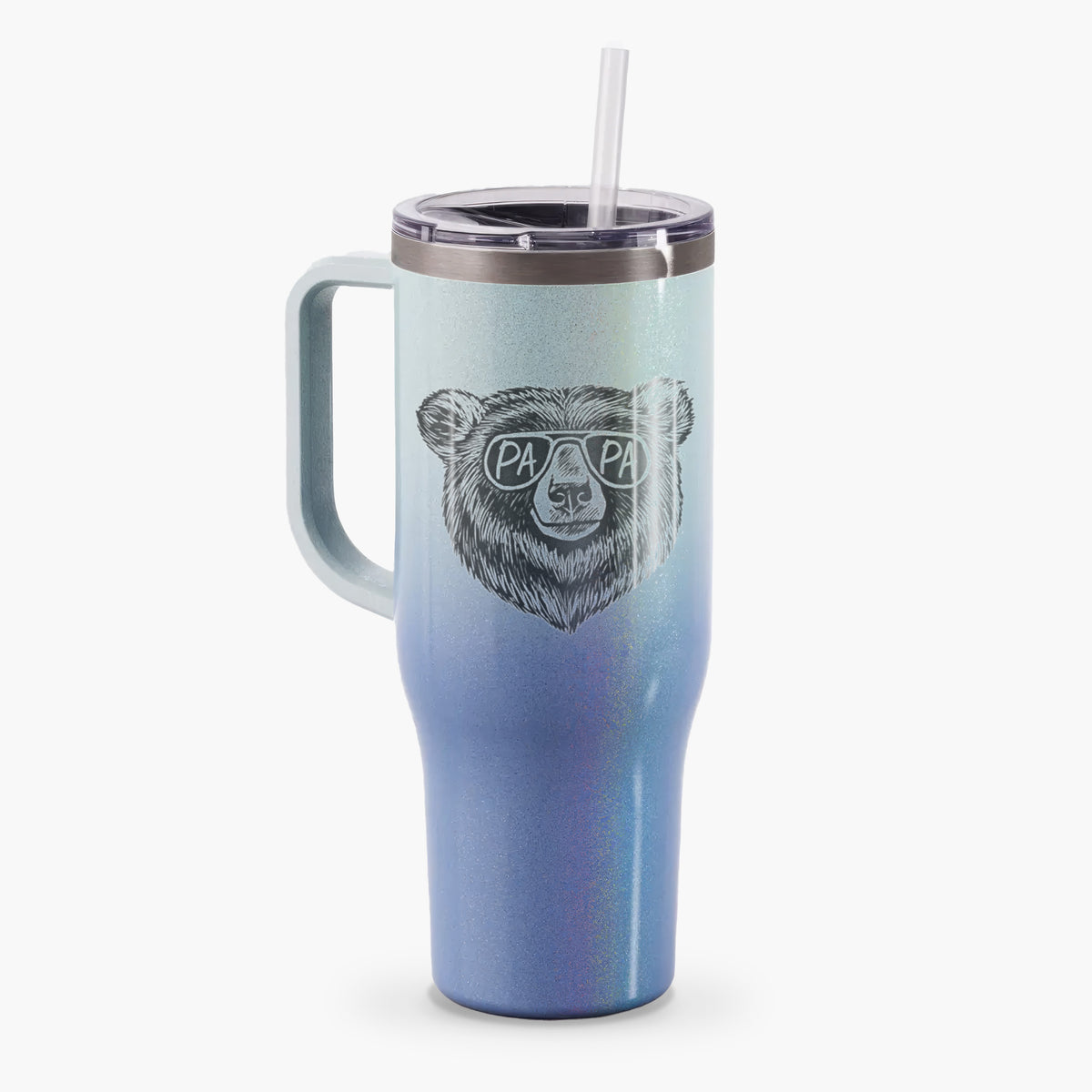 Papa Bear - Papa Glasses - 40oz Tumbler with Handle