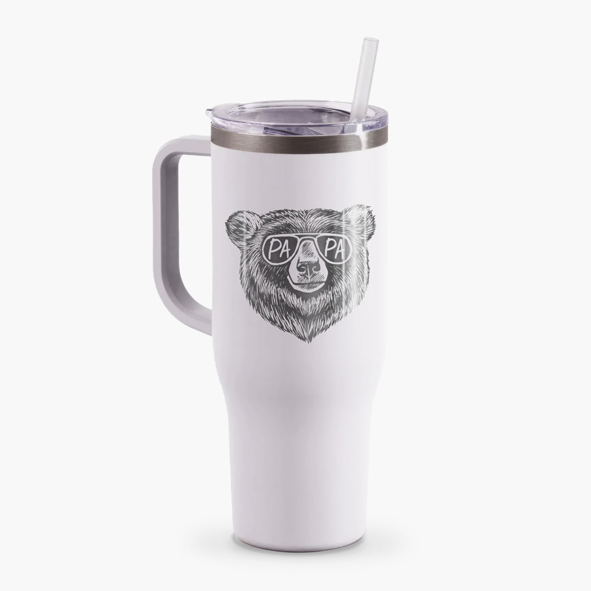 Papa Bear - Papa Glasses - 40oz Tumbler with Handle