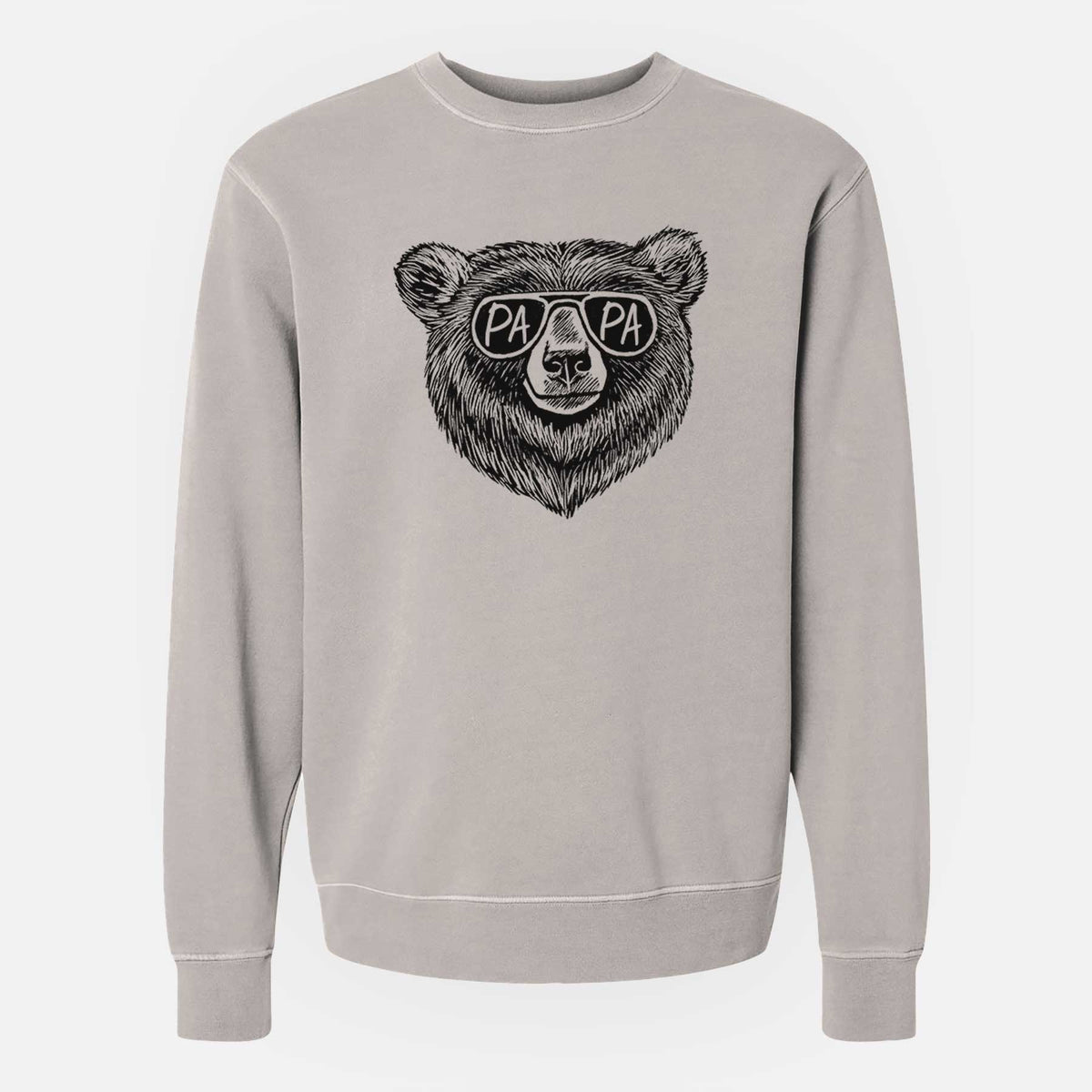 Papa Bear - Papa Glasses - Unisex Pigment Dyed Crew Sweatshirt