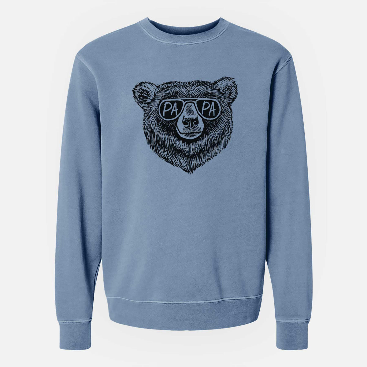 Papa Bear - Papa Glasses - Unisex Pigment Dyed Crew Sweatshirt
