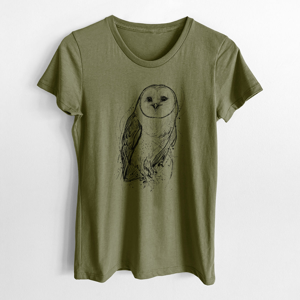 Barn Owl - Tyto alba - Women&#39;s Crewneck - Made in USA - 100% Organic Cotton