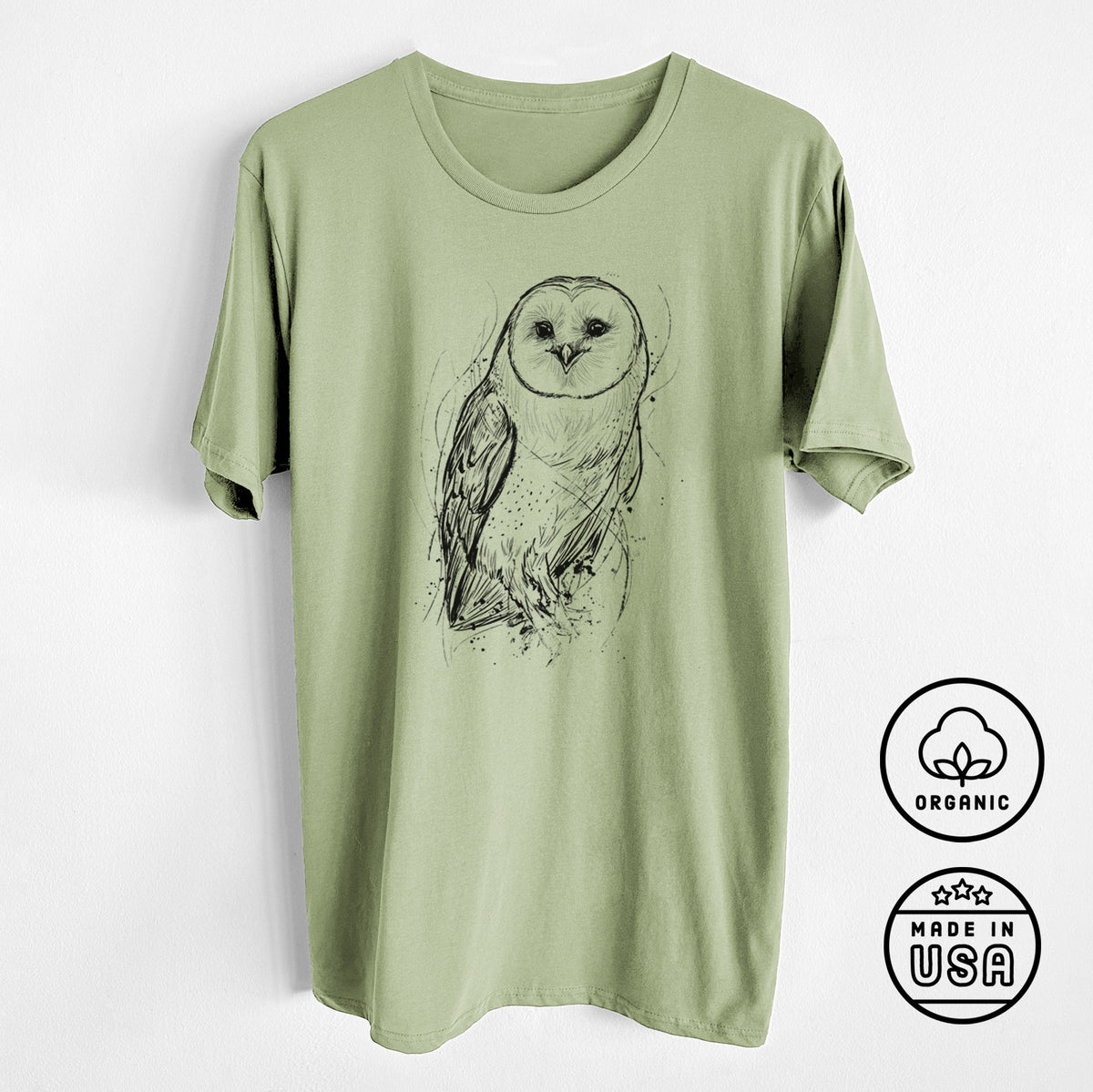Barn Owl - Tyto alba - Unisex Crewneck - Made in USA - 100% Organic Cotton