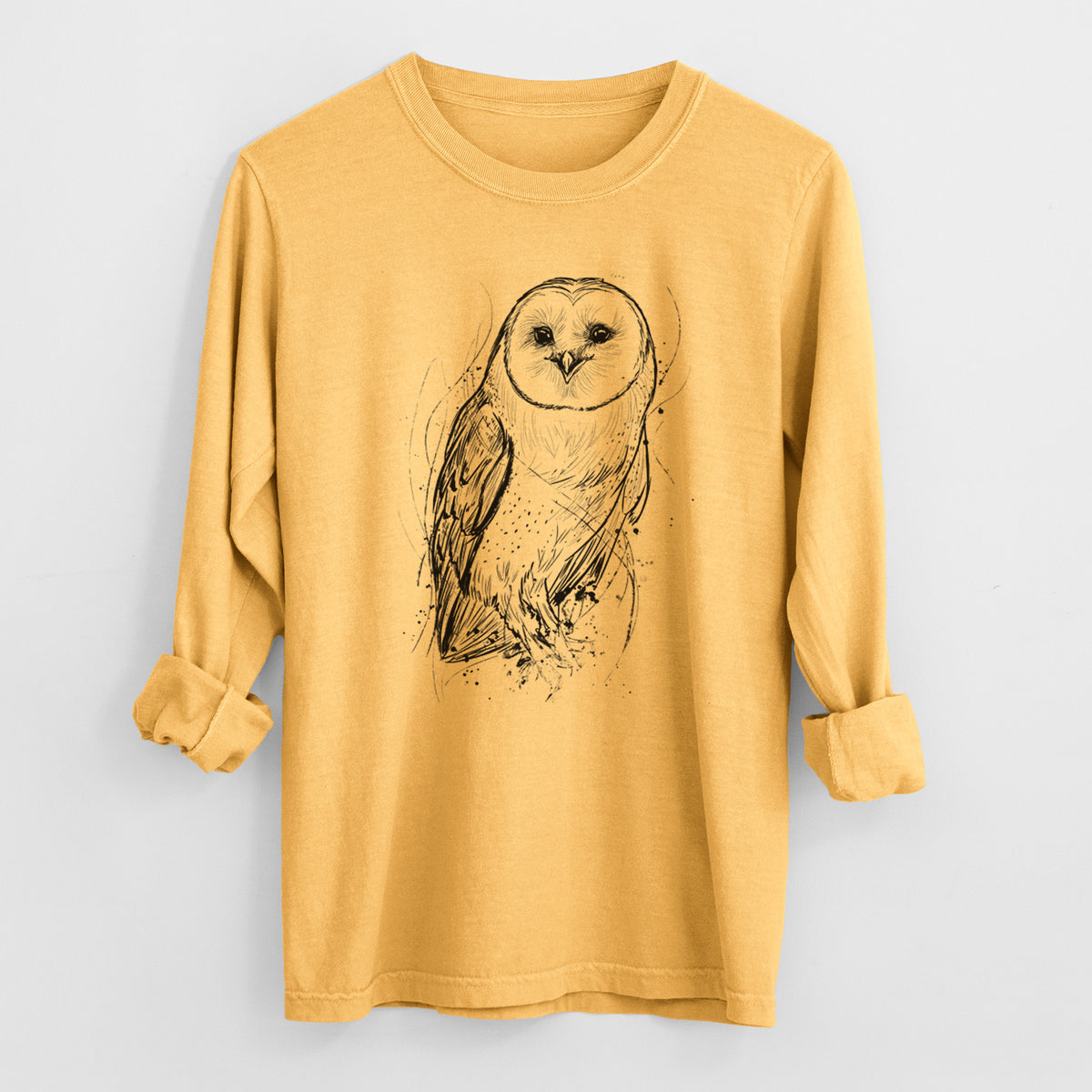Barn Owl - Tyto alba - Heavyweight 100% Cotton Long Sleeve