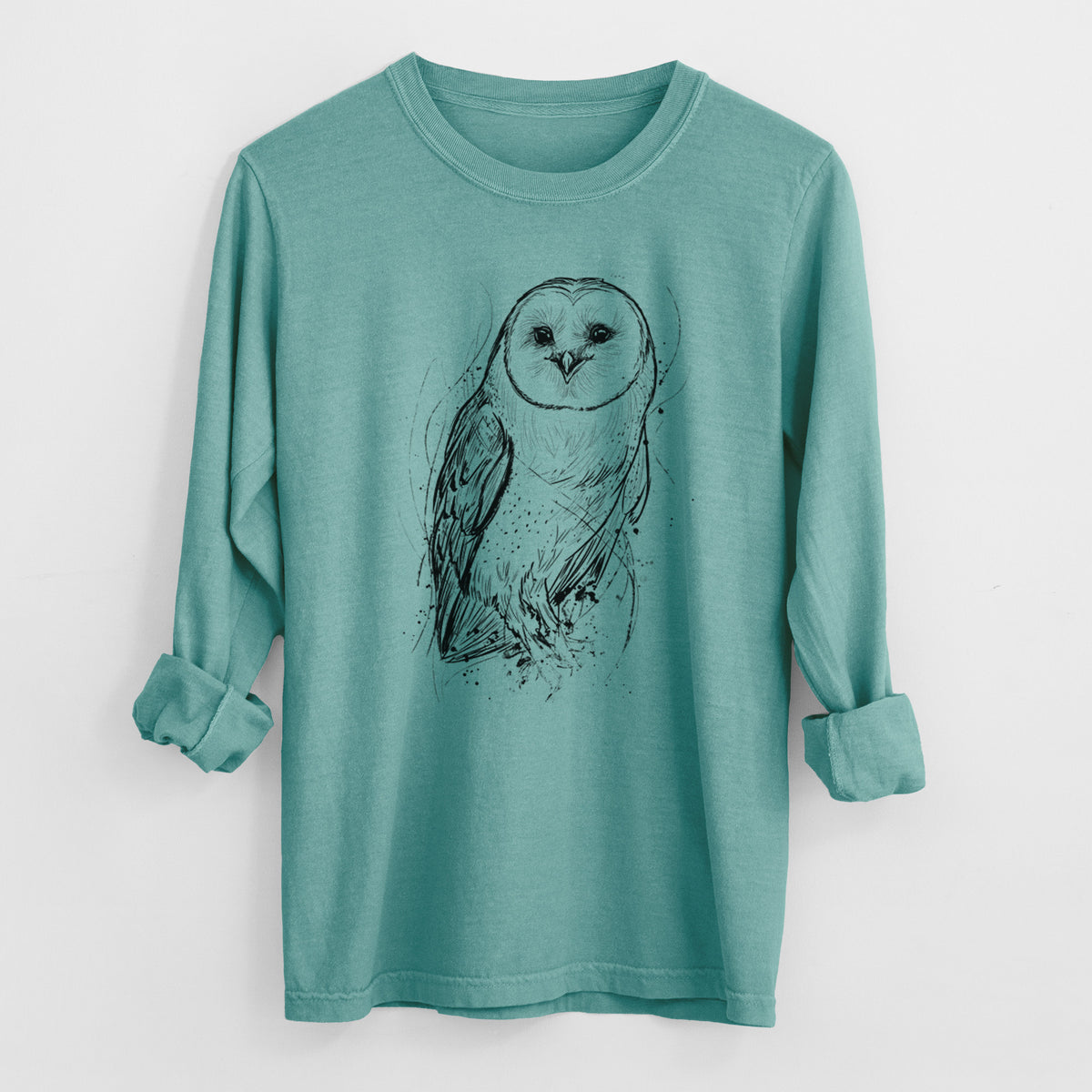 Barn Owl - Tyto alba - Heavyweight 100% Cotton Long Sleeve
