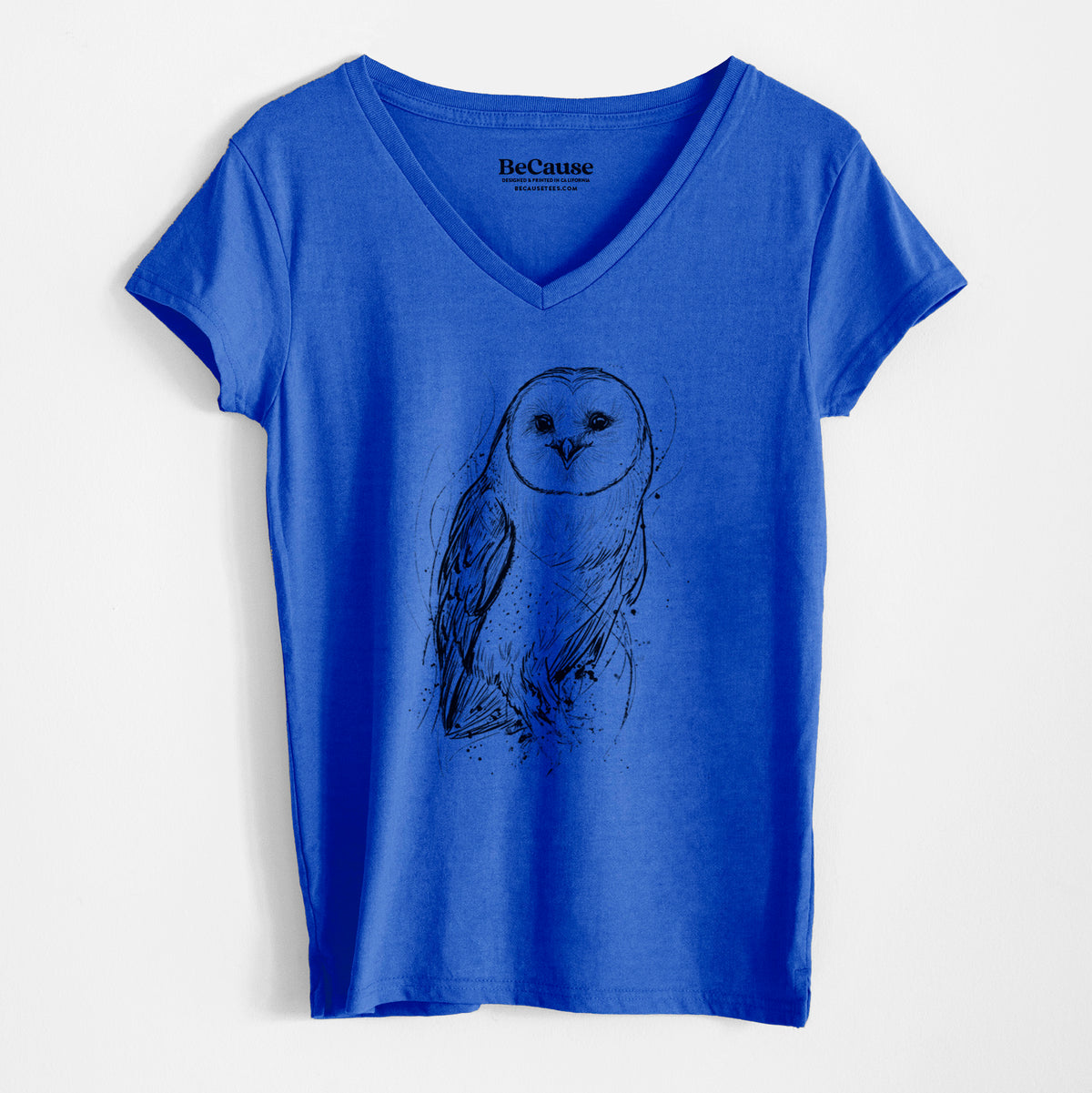 Barn Owl - Tyto alba - Women&#39;s 100% Recycled V-neck