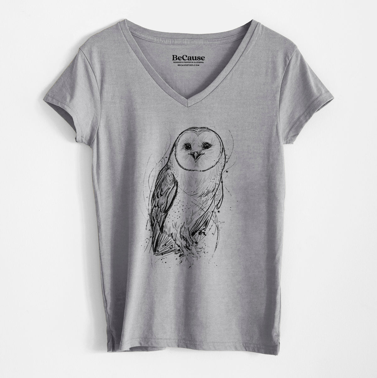 Barn Owl - Tyto alba - Women&#39;s 100% Recycled V-neck