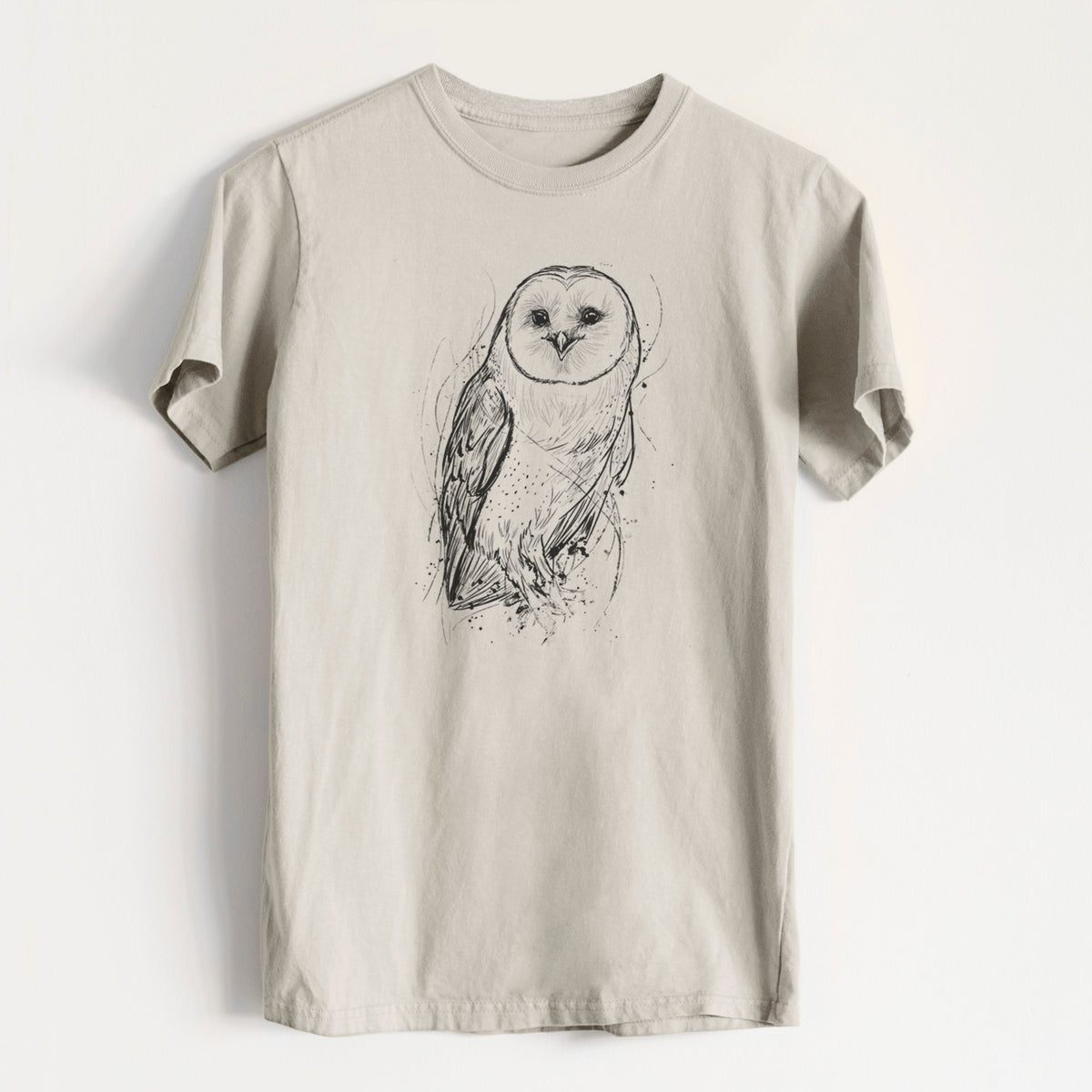 Barn Owl - Tyto alba - Heavyweight Men&#39;s 100% Organic Cotton Tee