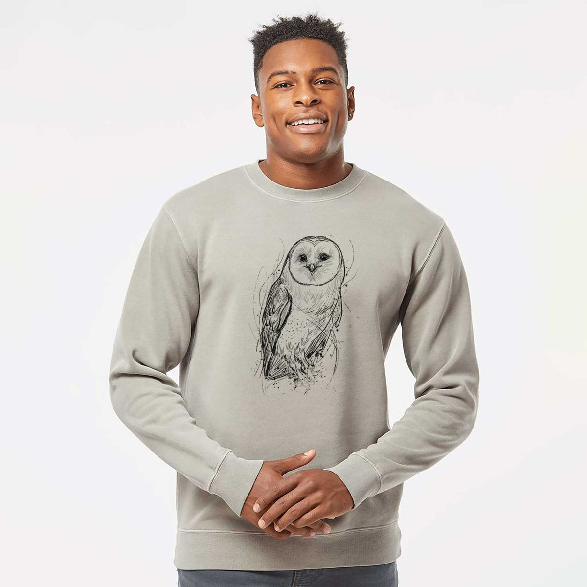 Barn Owl - Tyto alba - Unisex Pigment Dyed Crew Sweatshirt