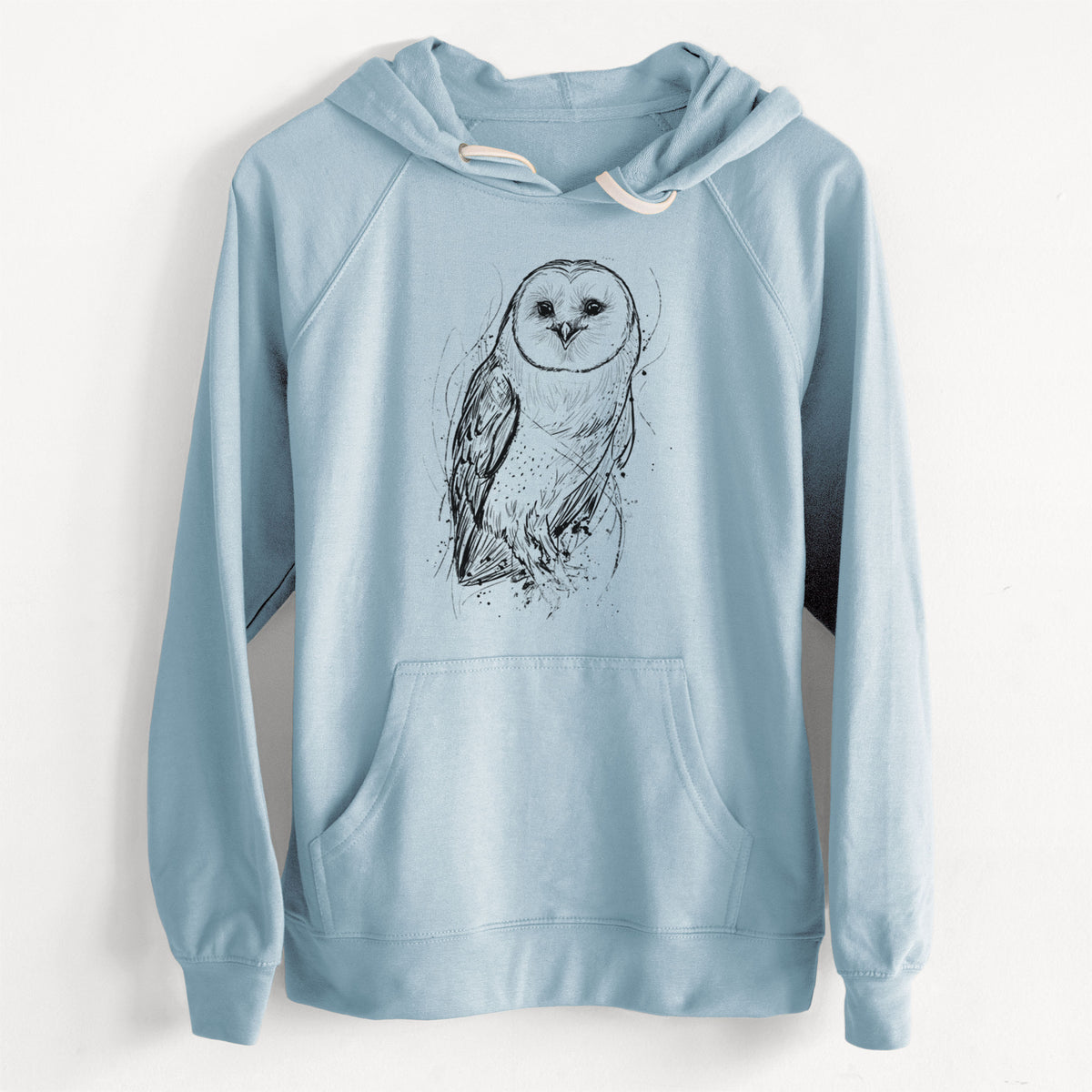 Barn Owl - Tyto alba  - Slim Fit Loopback Terry Hoodie