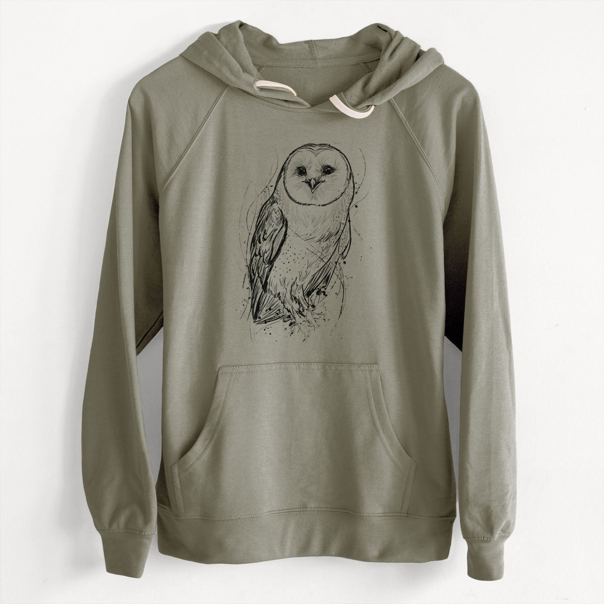 Barn Owl - Tyto alba  - Slim Fit Loopback Terry Hoodie
