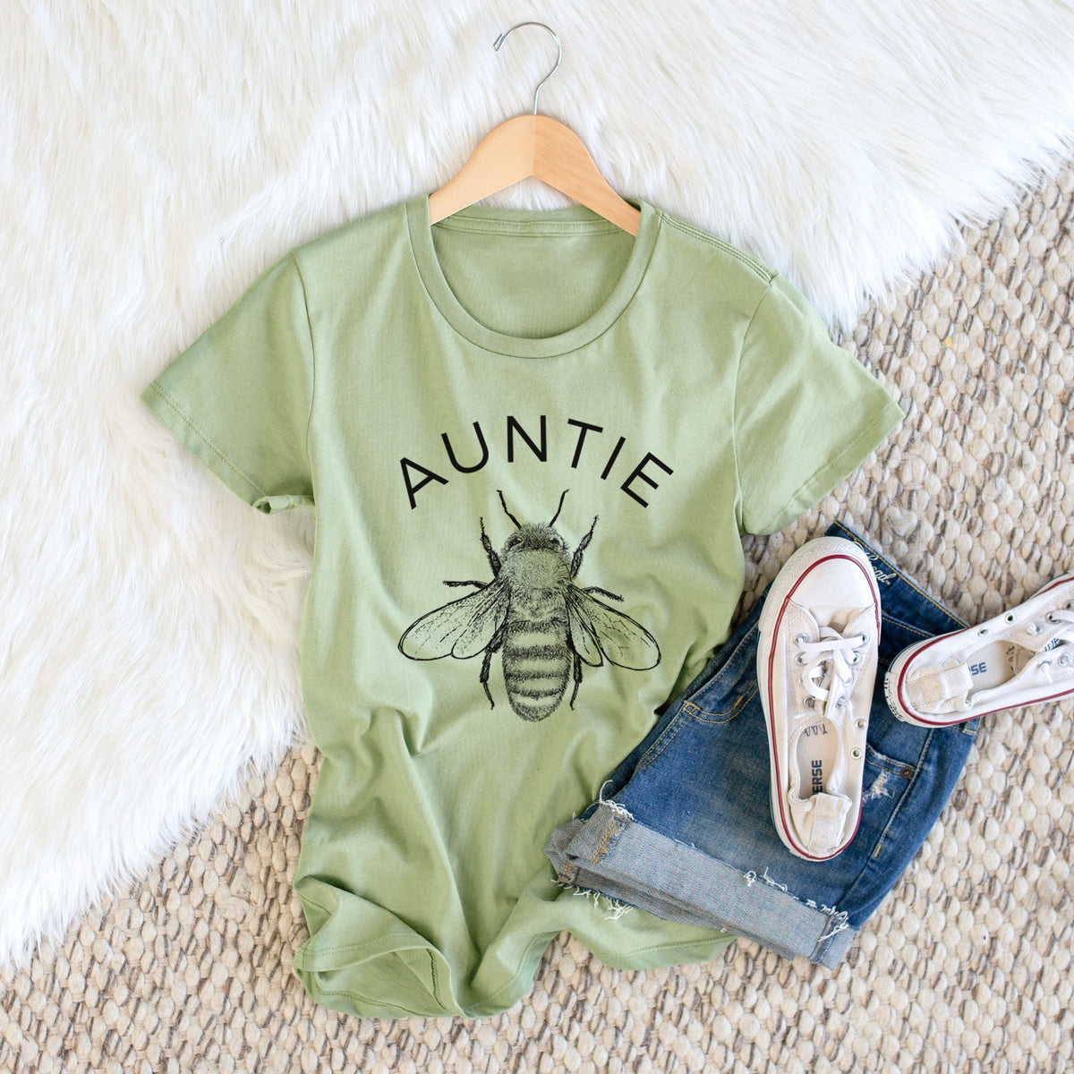 Auntie Bee - Women&#39;s Crewneck - Made in USA - 100% Organic Cotton