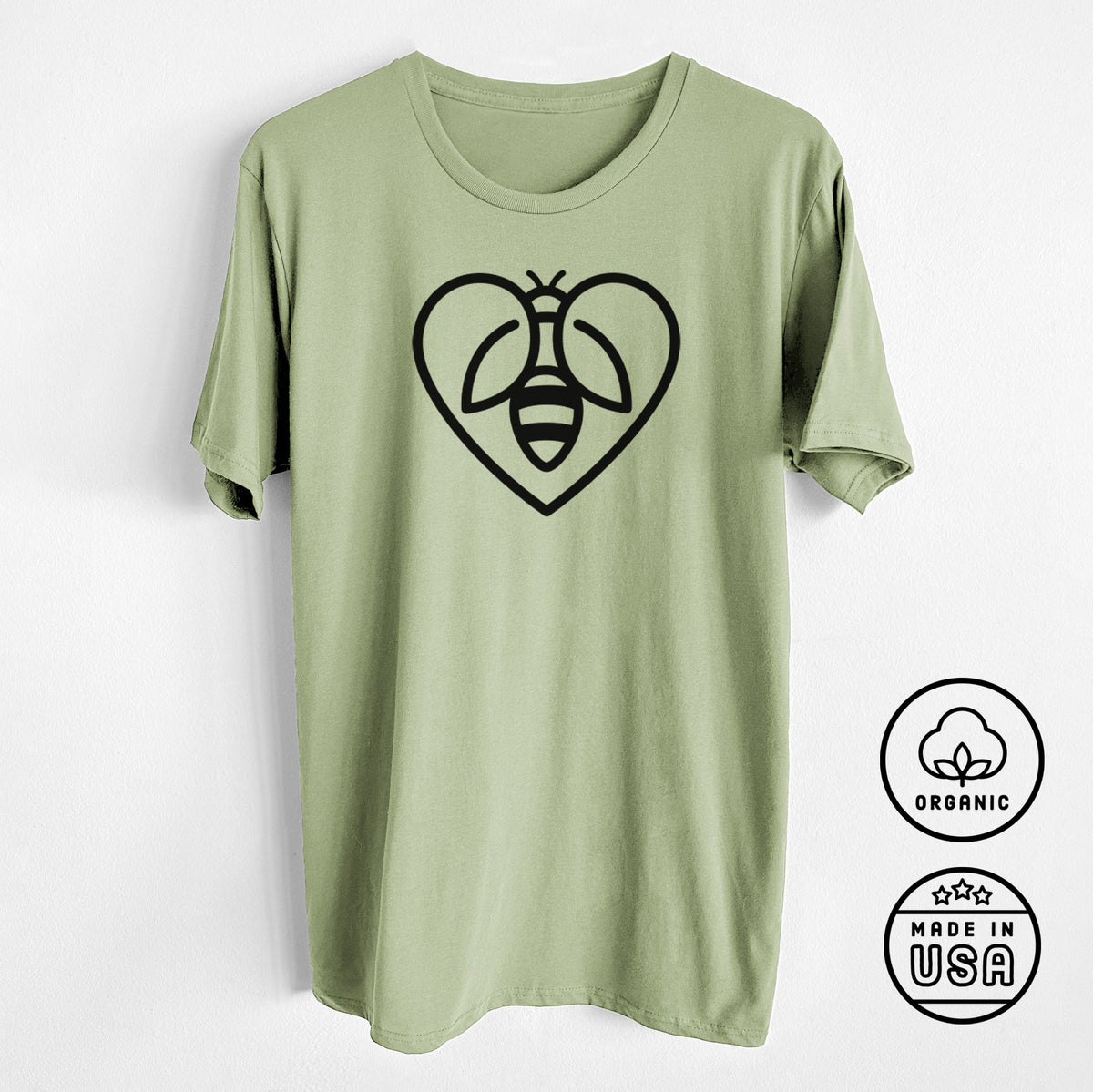 Bee Heart Icon - Unisex Crewneck - Made in USA - 100% Organic Cotton