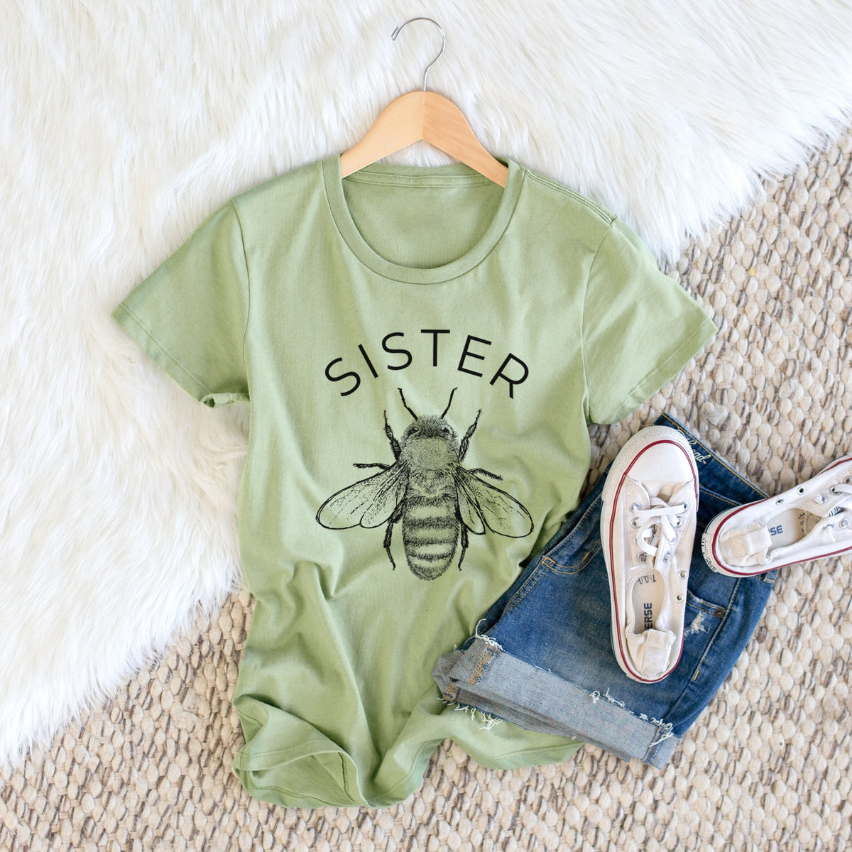 Sister Bee - Women&#39;s Crewneck - Made in USA - 100% Organic Cotton