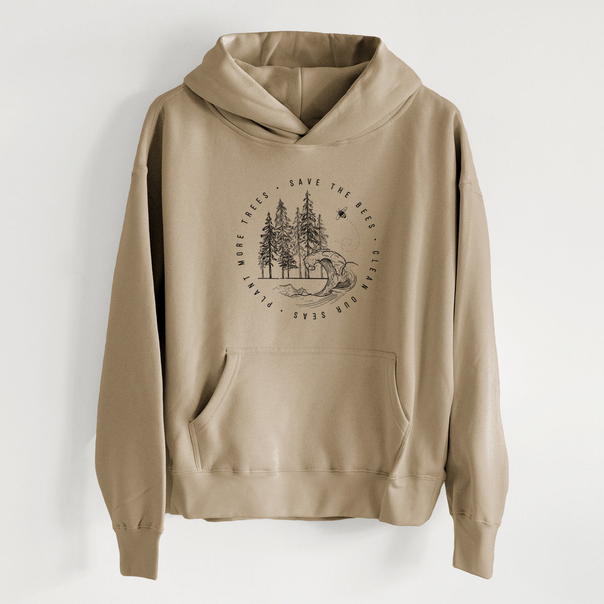 Save the Bees, Clean our Seas, Plant more Trees - Women&#39;s Heavyweight Relaxed Hoodie