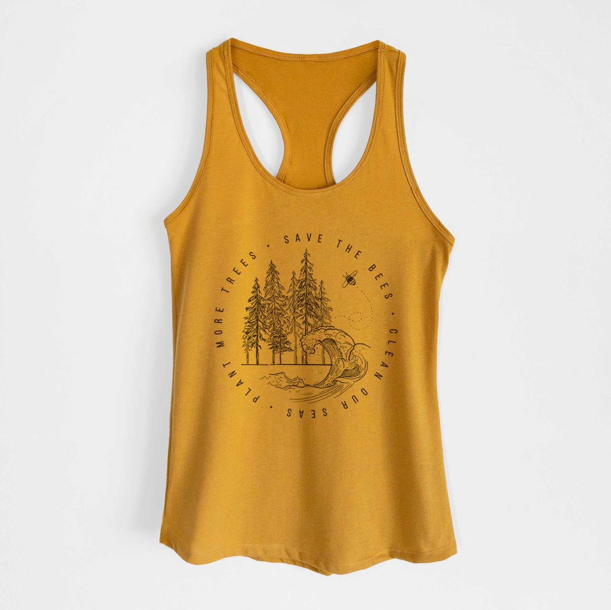Save the Bees, Clean our Seas, Plant more Trees - Women&#39;s Racerback Tanktop
