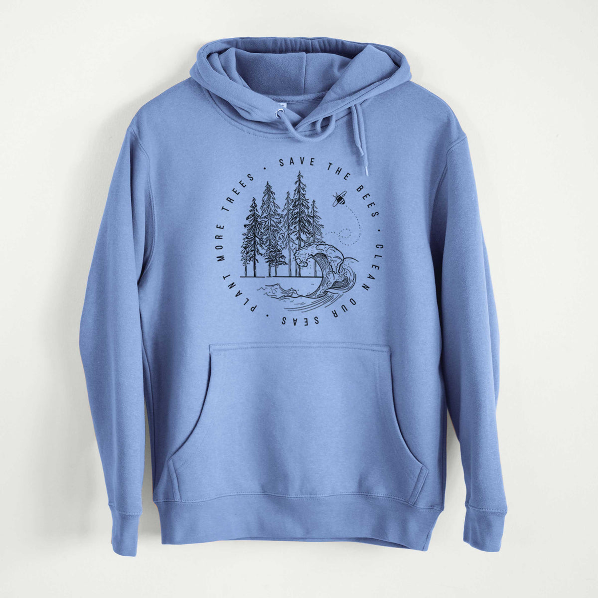 Save the Bees, Clean our Seas, Plant more Trees  - Mid-Weight Unisex Premium Blend Hoodie