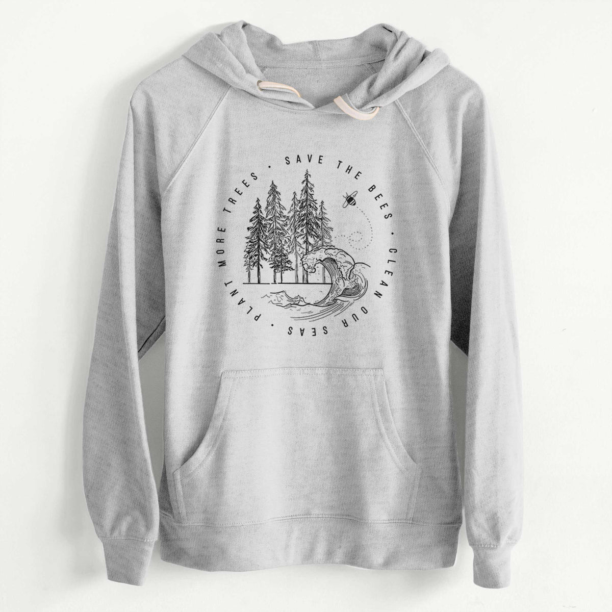 Save the Bees, Clean our Seas, Plant more Trees  - Slim Fit Loopback Terry Hoodie