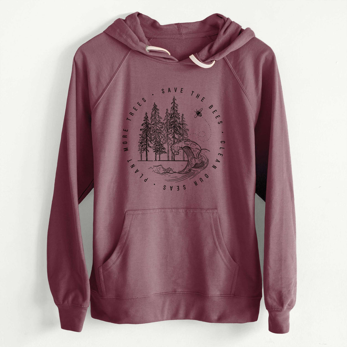 Save the Bees, Clean our Seas, Plant more Trees  - Slim Fit Loopback Terry Hoodie