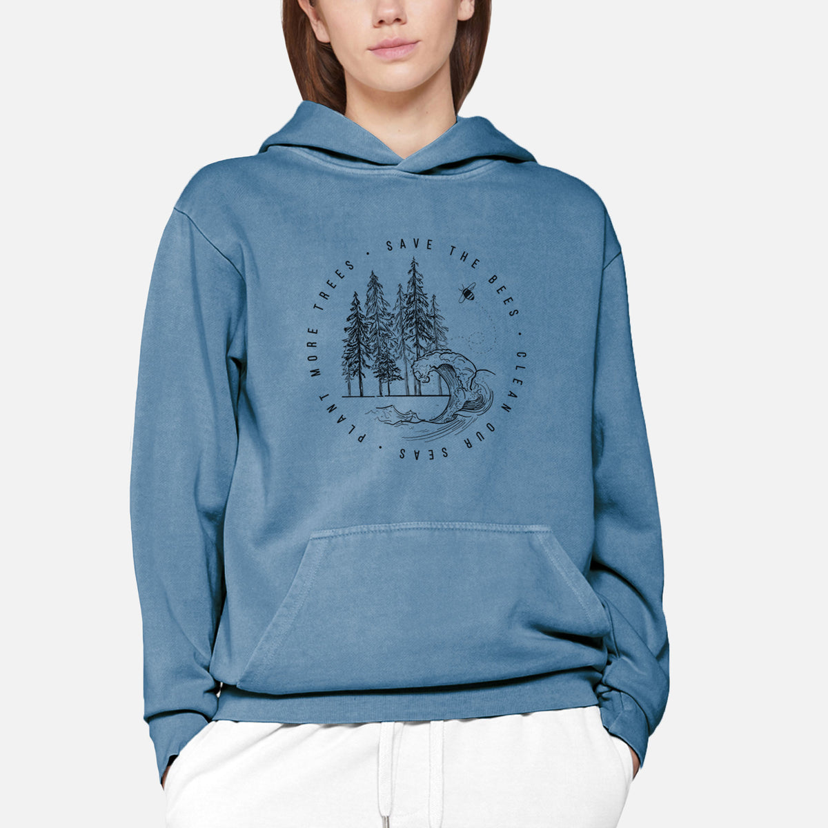 Save the Bees, Clean our Seas, Plant more Trees  - Urban Heavyweight Hoodie